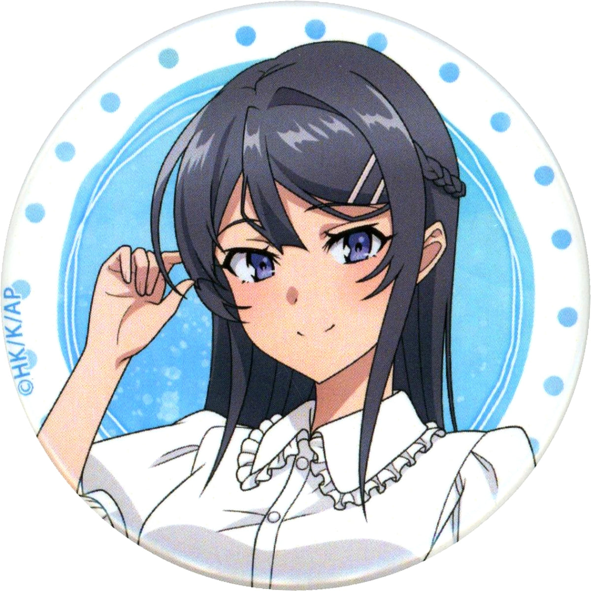 Mai Sakurajima Casual Clothes Ver. Face Rascal Does Not Dream Series Trading Button POP UP SHOP Mai Sakurajima's Summer Vacation Illustration [USED]