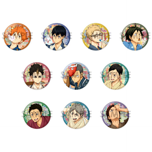 Set of 10 Haikyu Trading Hologram Button Yukata [USED]