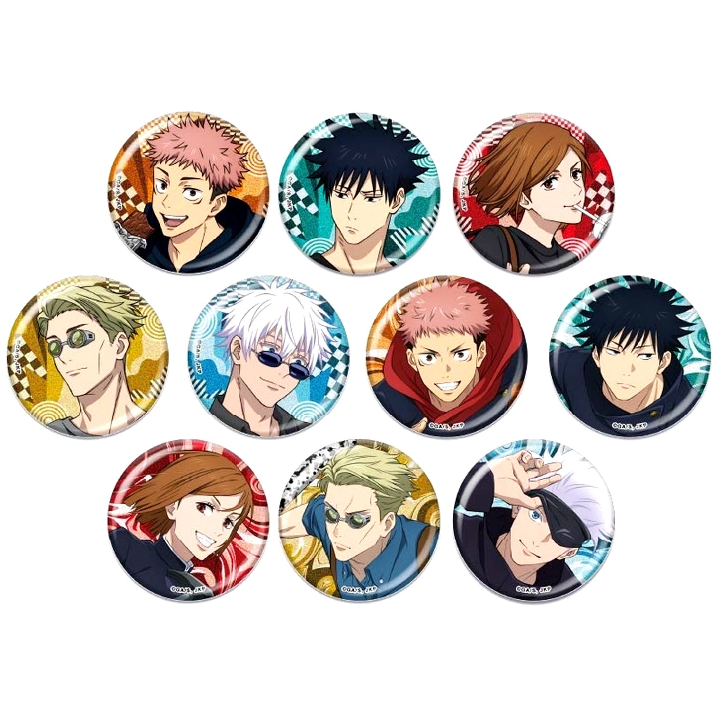 Set of 10 Jujutsu Kaisen Lame Kira Button Collection [USED]