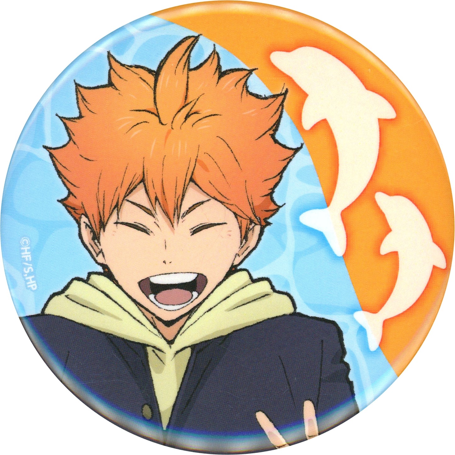 Shoyo Hinata Haikyu!! Original BIG Button Stamp Rally Goal Bonus Aquarium Caravan!! Yokohama Joetsu Sendai [USED]