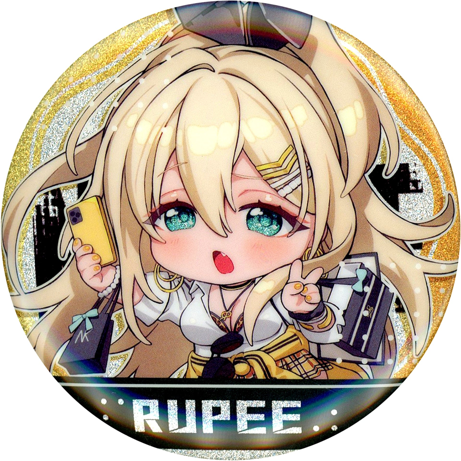 Rupee Mouth Open Small GODDESS OF VICTORY: NIKKE Chibi Character Trading Button [USED]