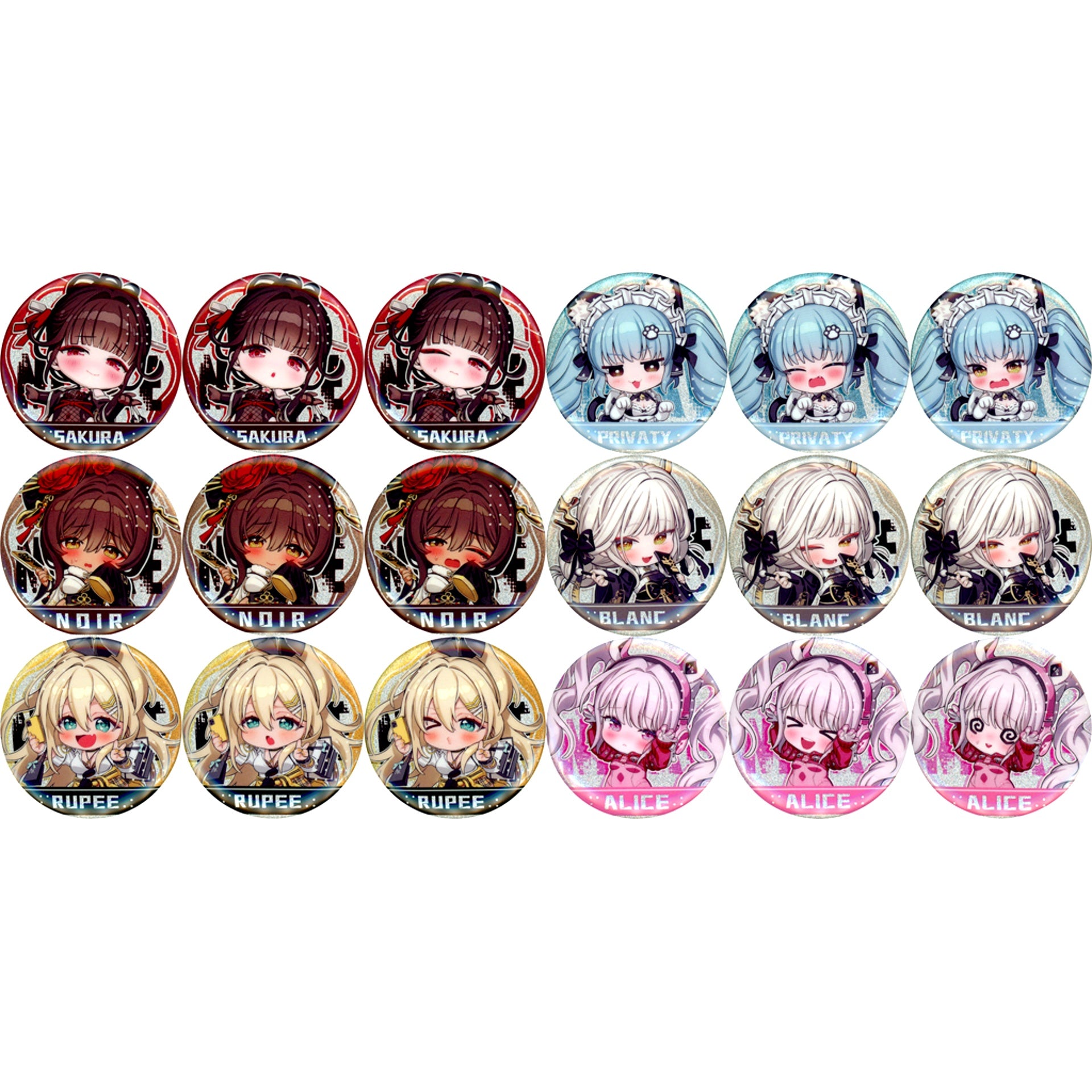 Set of 18 GODDESS OF VICTORY: NIKKE Chibi Character Trading Button [USED]