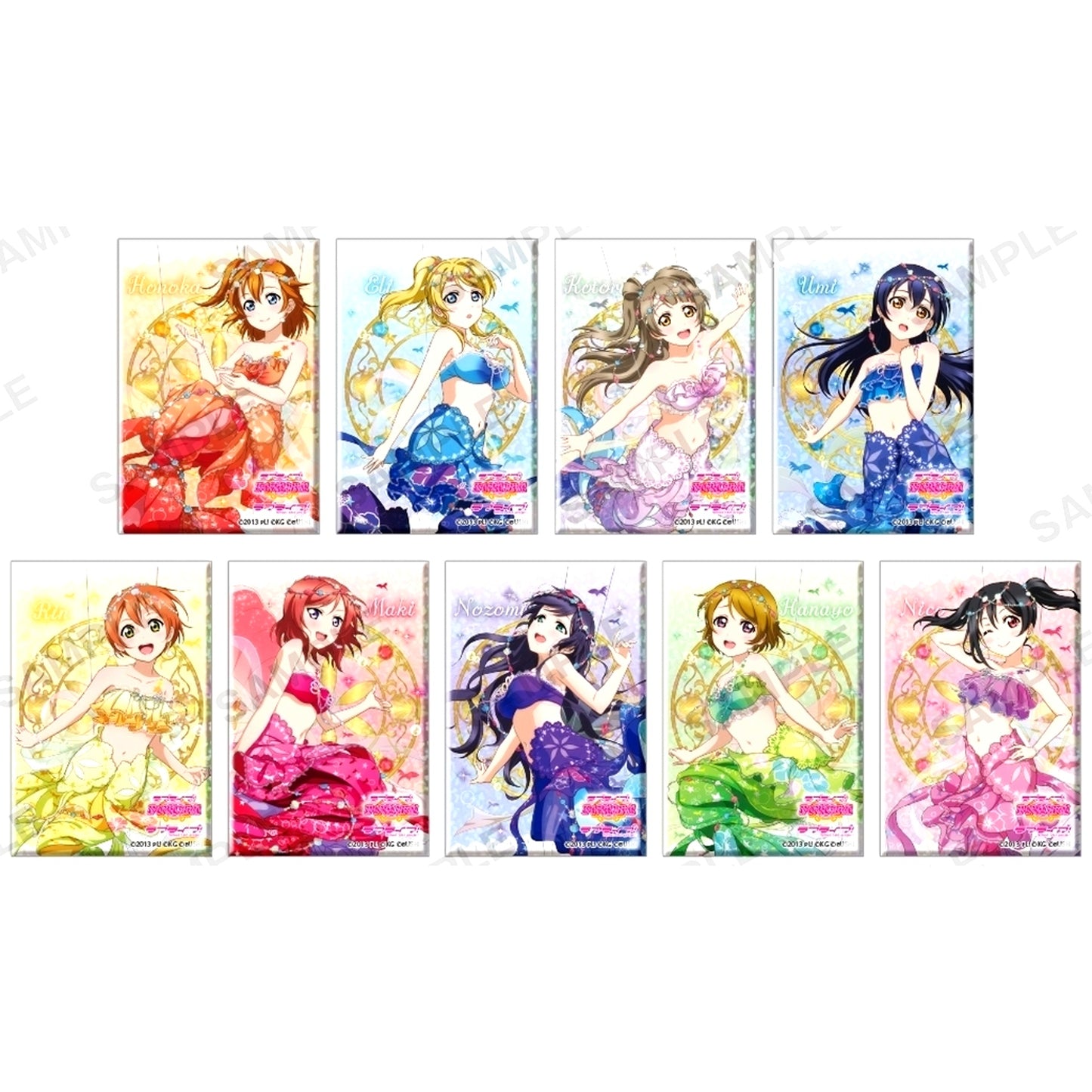 Set of 9 Love Live! School Idol Festival Square Hologram Button Collection Mu's Mermaid Ver. [USED]