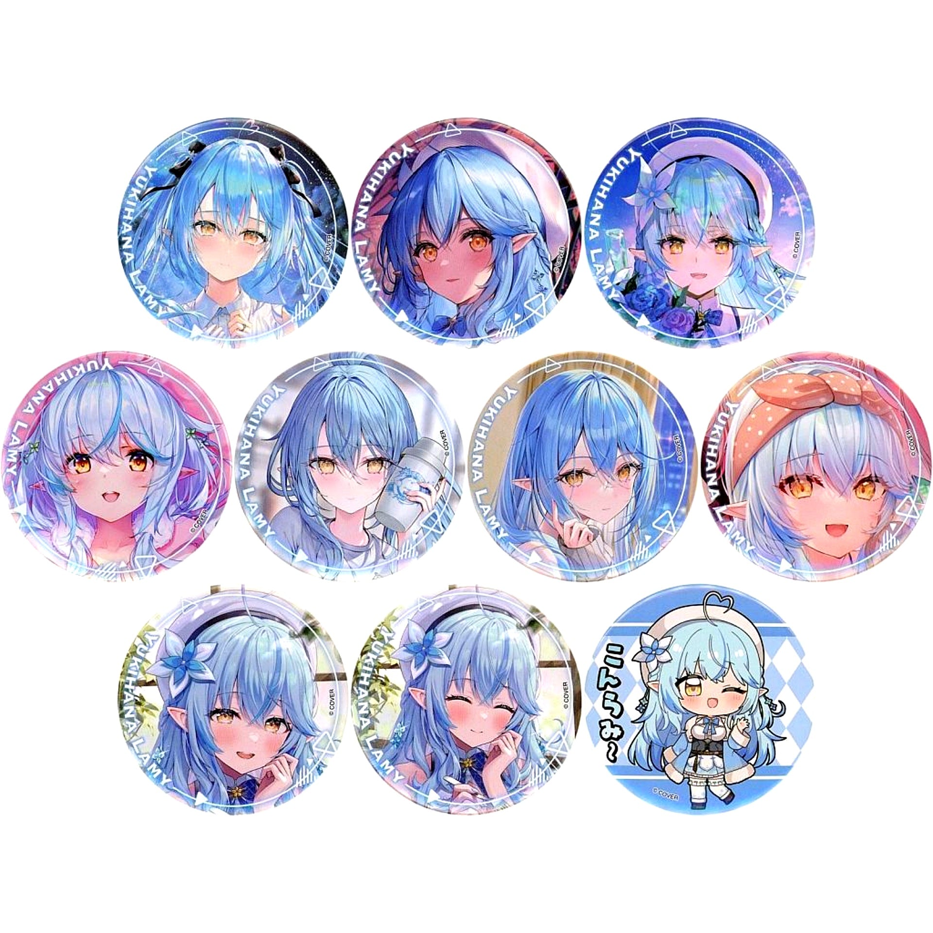 Set of 10 Yukihana Lamy Hololive Art Selection Only Button [USED]