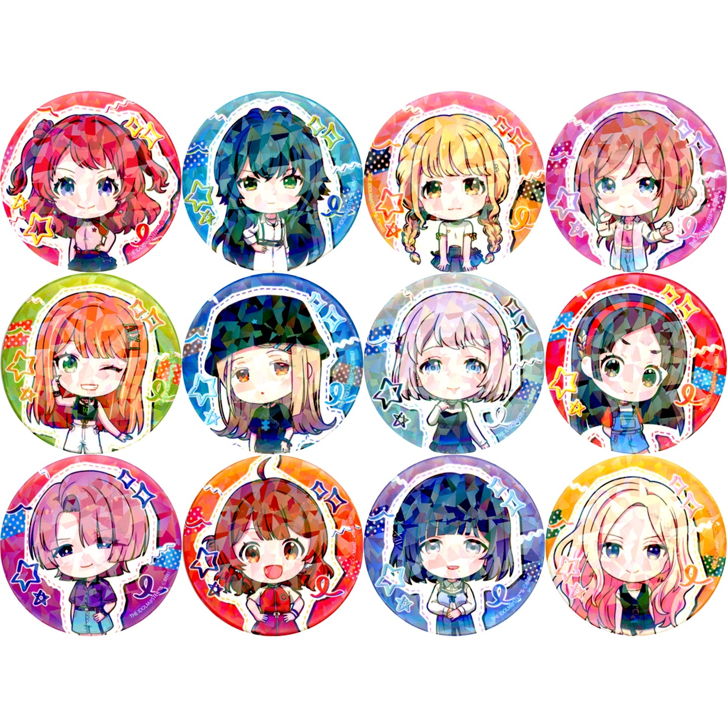 Set of 12 Gakuen Idolmaster Hologram Badge 06 Street Fashion Ver. Mini Character Illustration [USED]