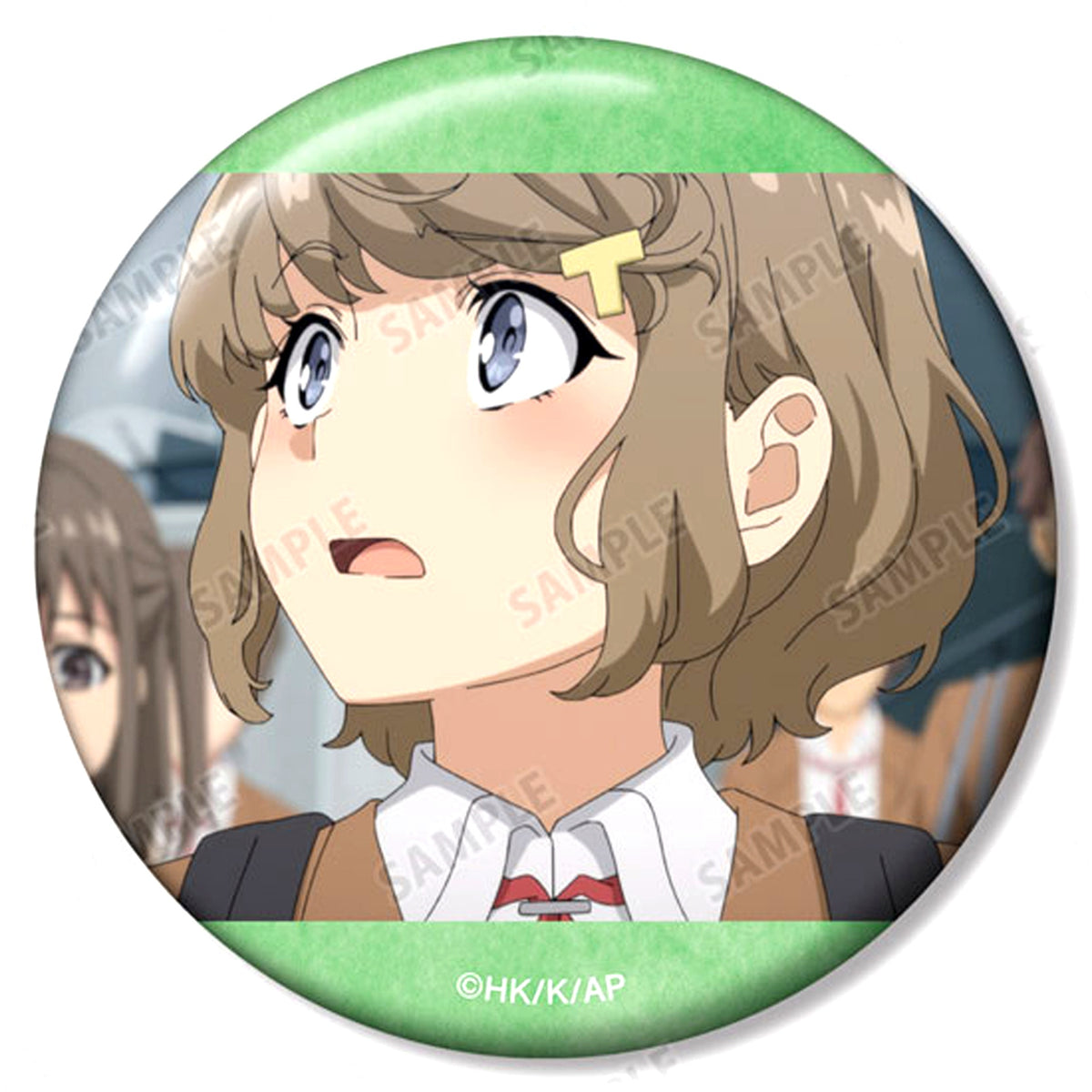 Tomoe Koga B. Rascal Does Not Dream of a Knapsack Kid Trading Scene Shot Button [USED]
