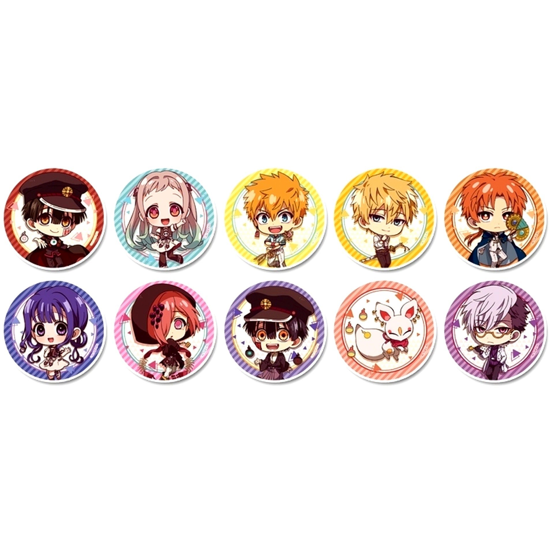 Set of 10 Toilet-Bound Hanako-kun 2 Petit Choco Trading Buttons [USED]