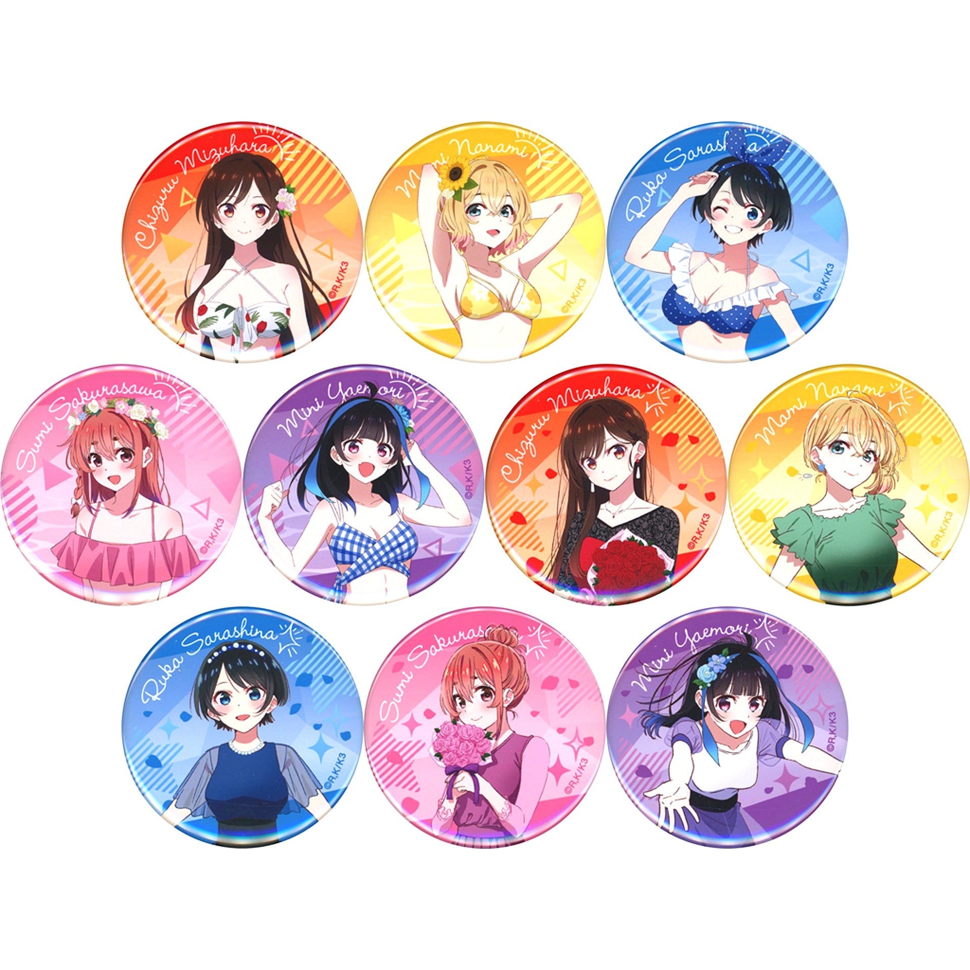 Set of 10 Rent-A-Girlfriend Button Prize D Dokopura x Kujimate Online Kuji [USED]