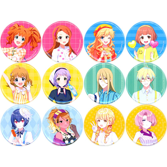 Set of 12 The Idolmaster Series x Seibuen Amusement Park Retro Fes Badge - 57mm Newly Drawn Illustration [USED]