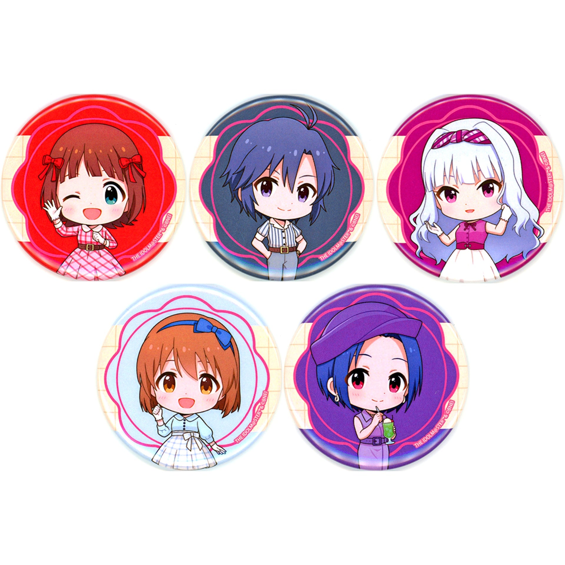 Set of 5 The Idolmaster Series x Seibuen Amusement Park Retro Fes Tin Badge Mini Character Illustration BOX The Idolmaster [USED]