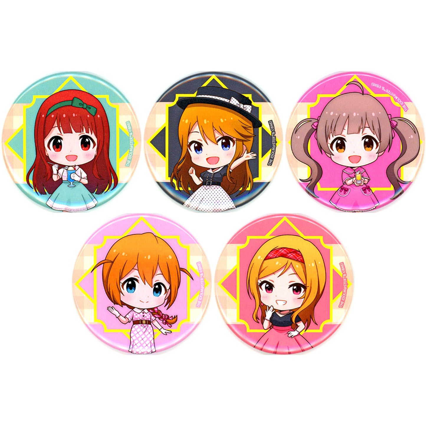 Set of 5 The Idolmaster Series x Seibuen Amusement Park Retro Fes Tin Badge Mini Character Illustration BOX Million Live! [USED]