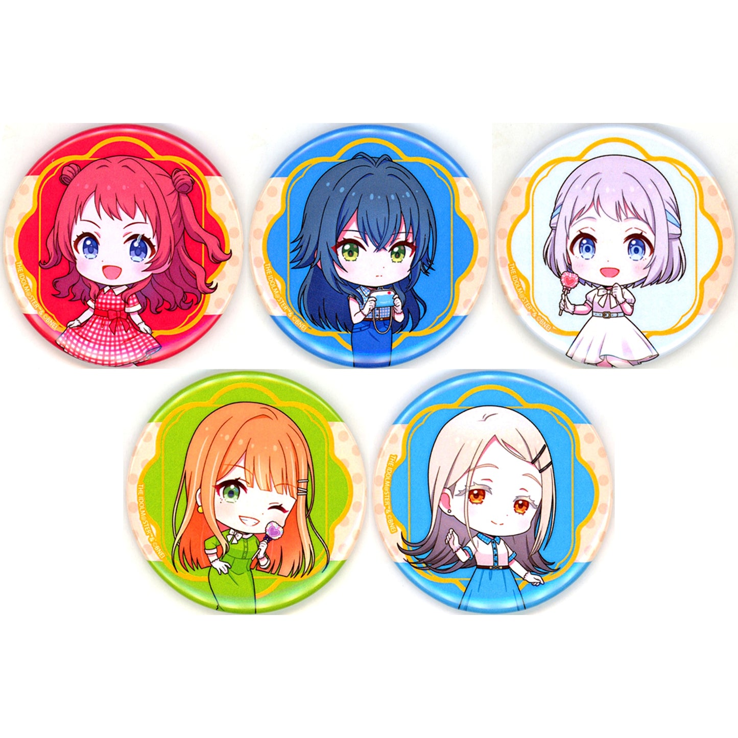 Set of 5 The Idolmaster Series x Seibuen Amusement Park Retro Fes Tin Badge Mini Character Illustration BOX Gakuen Idolmaster [USED]