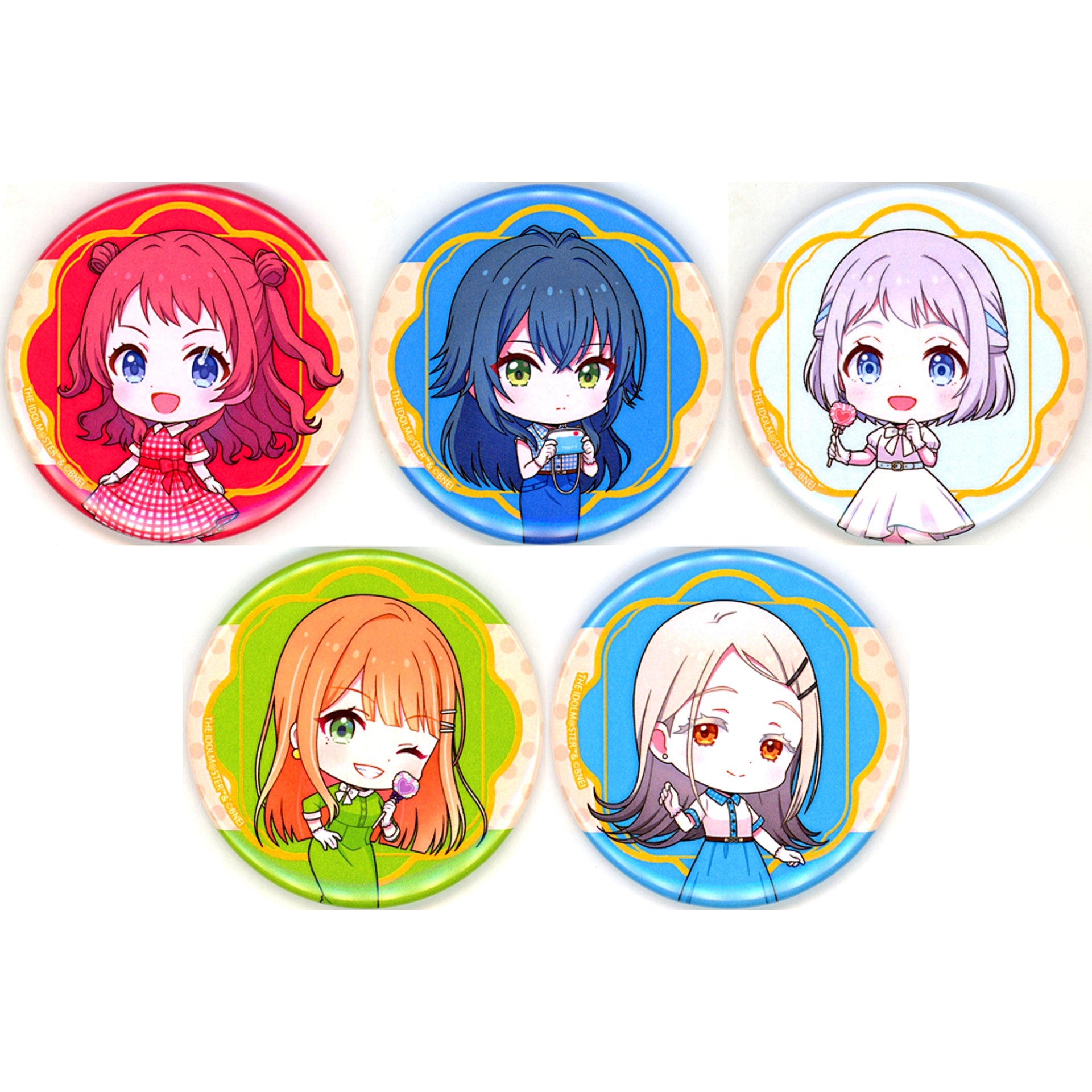 Set of 5 The Idolmaster Series x Seibuen Amusement Park Retro Fes Tin Badge Mini Character Illustration BOX Gakuen Idolmaster [USED]