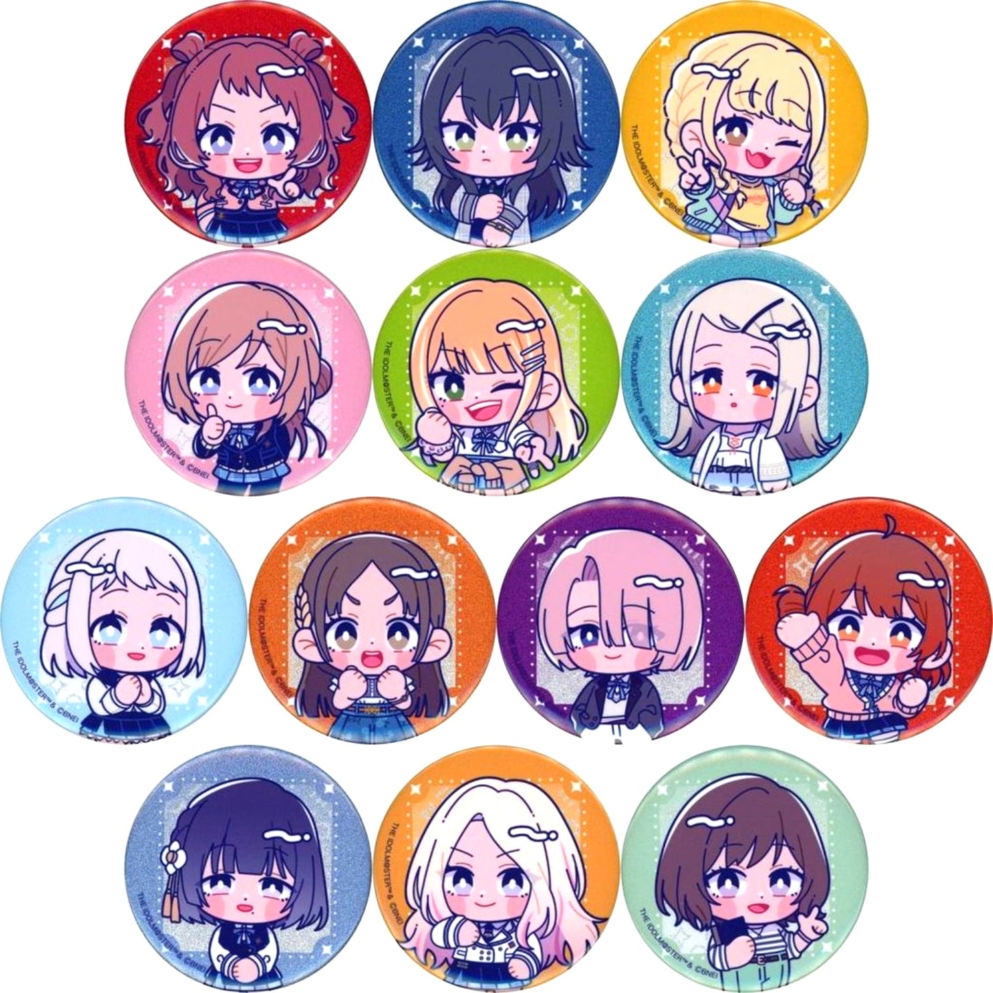 Set of 13 Gakuen Idolmaster Newtro Glitter Badge Vol.2 [USED]
