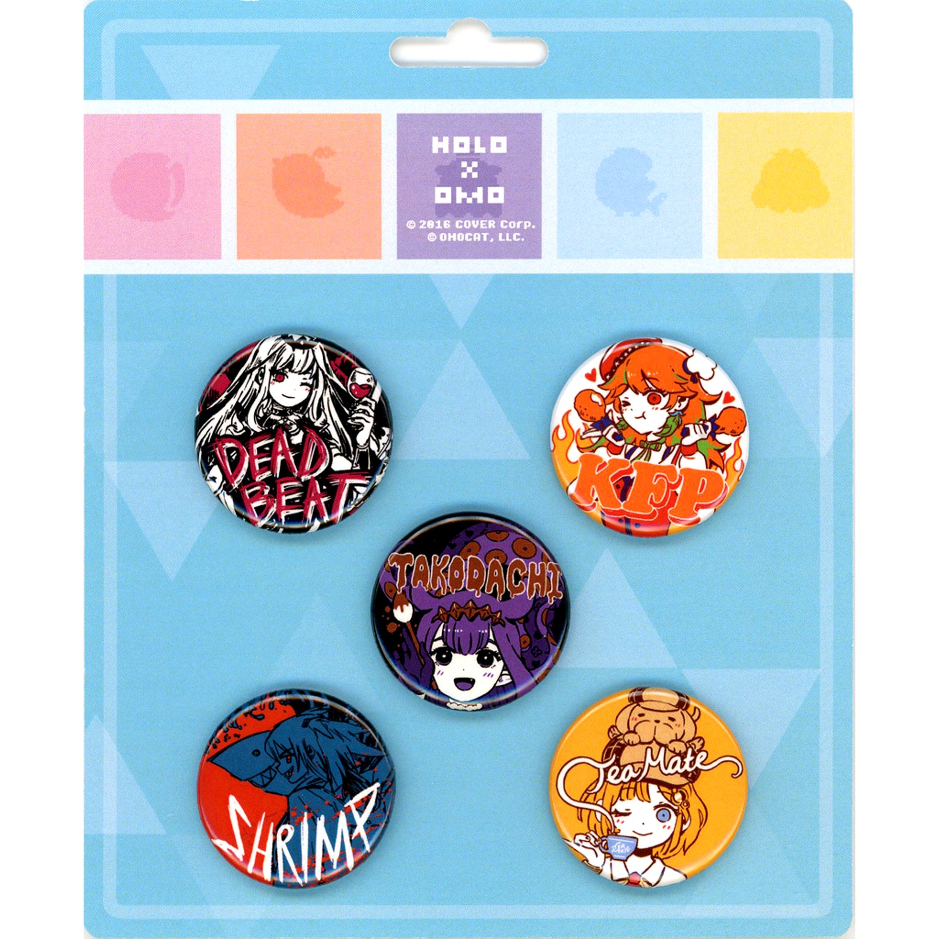 Set of 5 Myth Hololive English Button OMOCAT Collabo [USED]