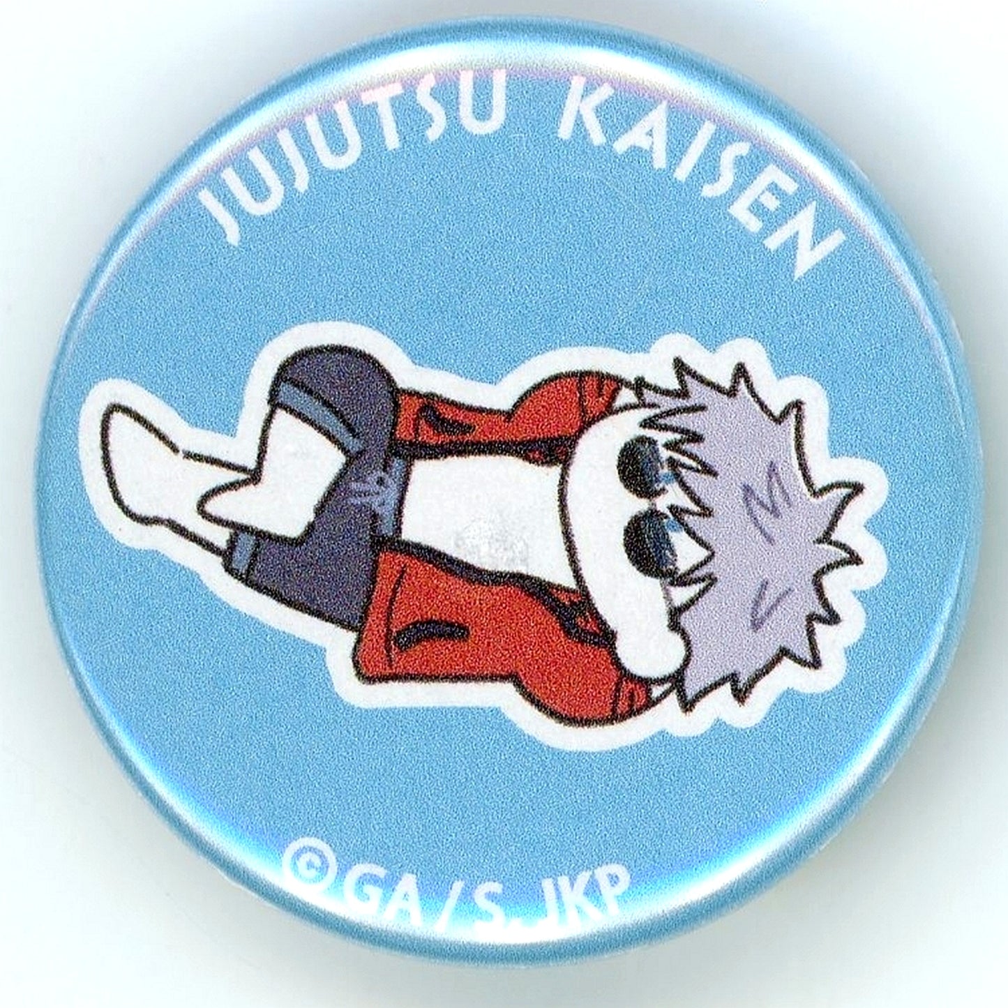 Satoru Gojo Mensore Jujutsu Kaisen Mamekan Trading Mini Button Oyasumi shimasu. Kaigyoku Gyokusetsu Suit Mensore Basketball [USED]