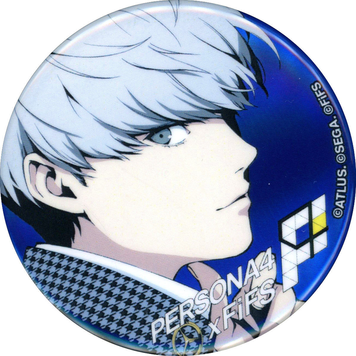 Protagonist P4 White Persona 3 4 5 x FiFS Trading Button 2 Velvet Blue Ver. [USED]