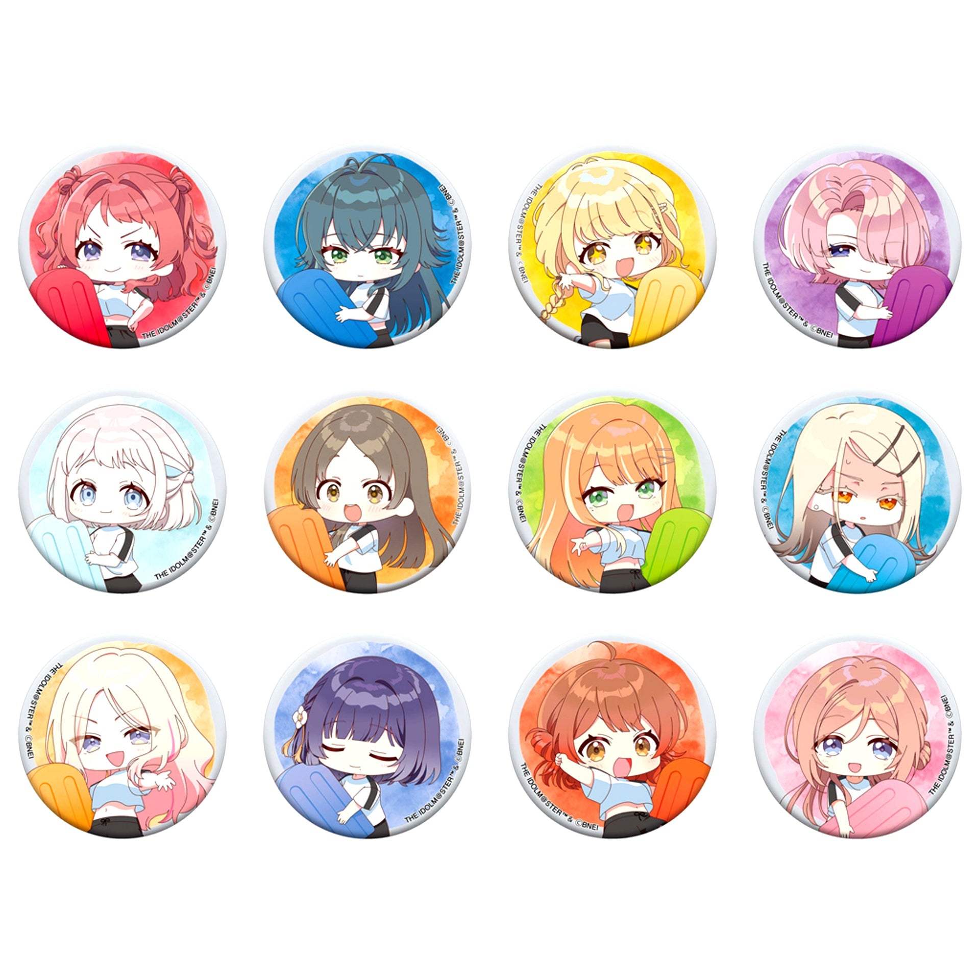 Set of 12 Gakuen Idolmaster Aurora Character Badge Collection [USED]