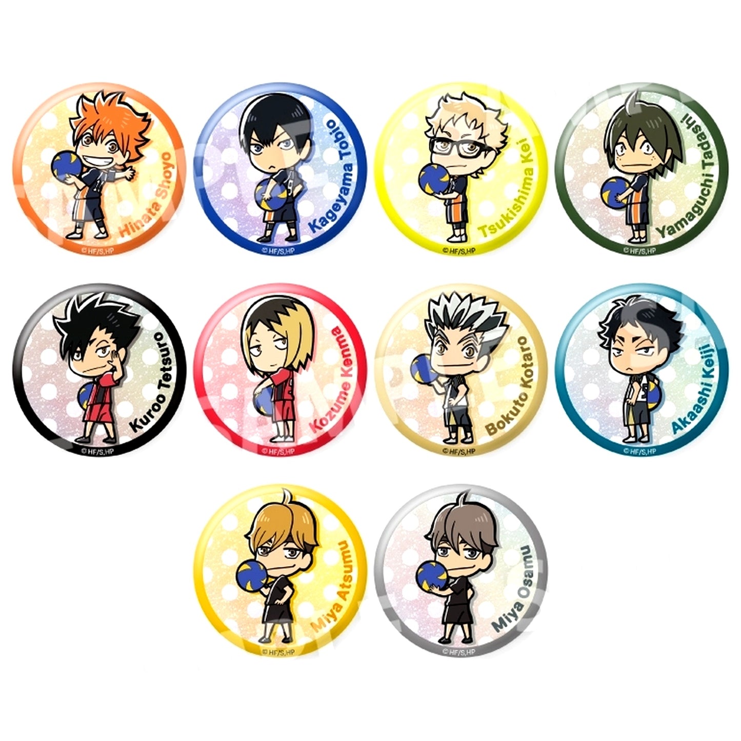 Set of 10 Haikyu!! Trading Glitter Button [USED]