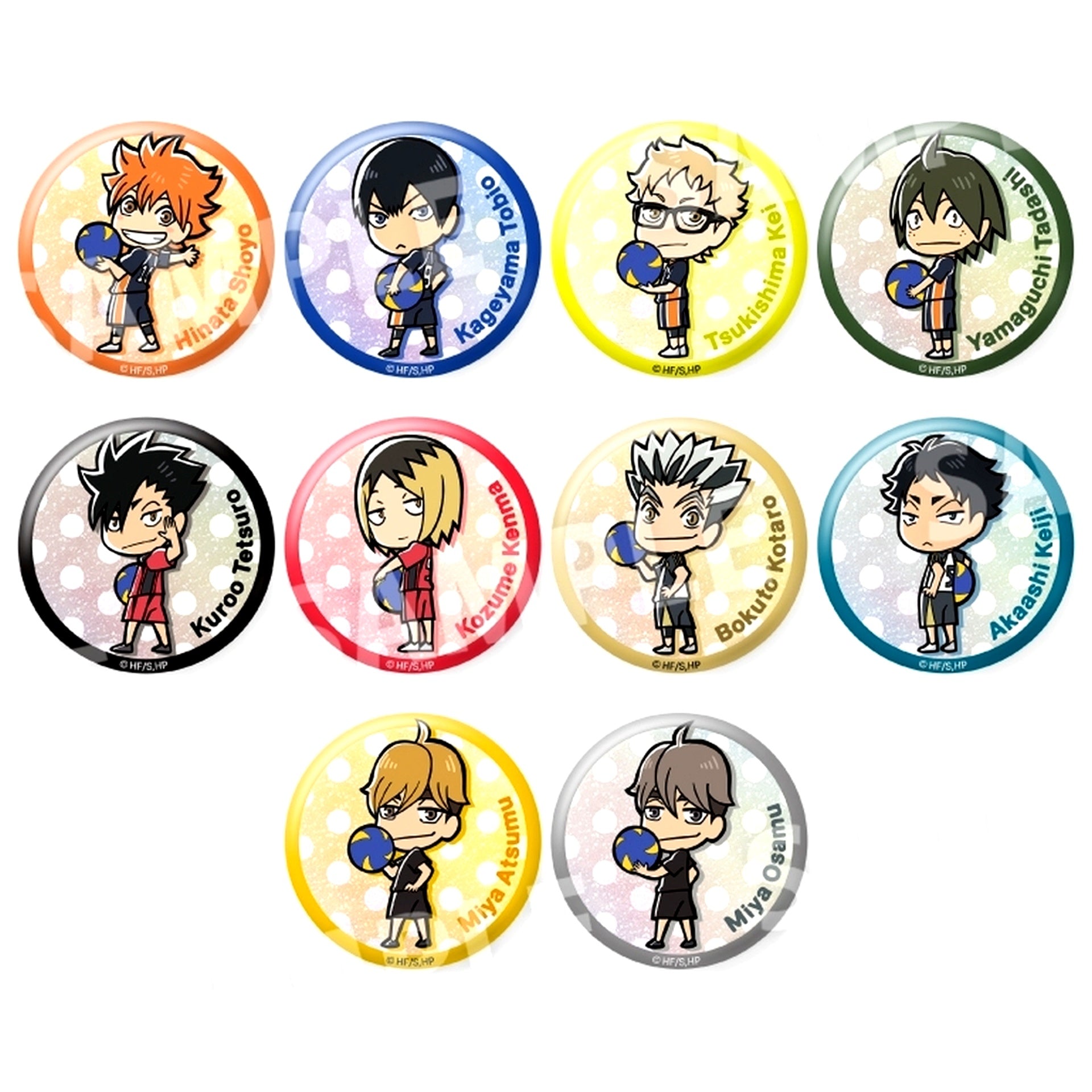 Set of 10 Haikyu!! Trading Glitter Button [USED]