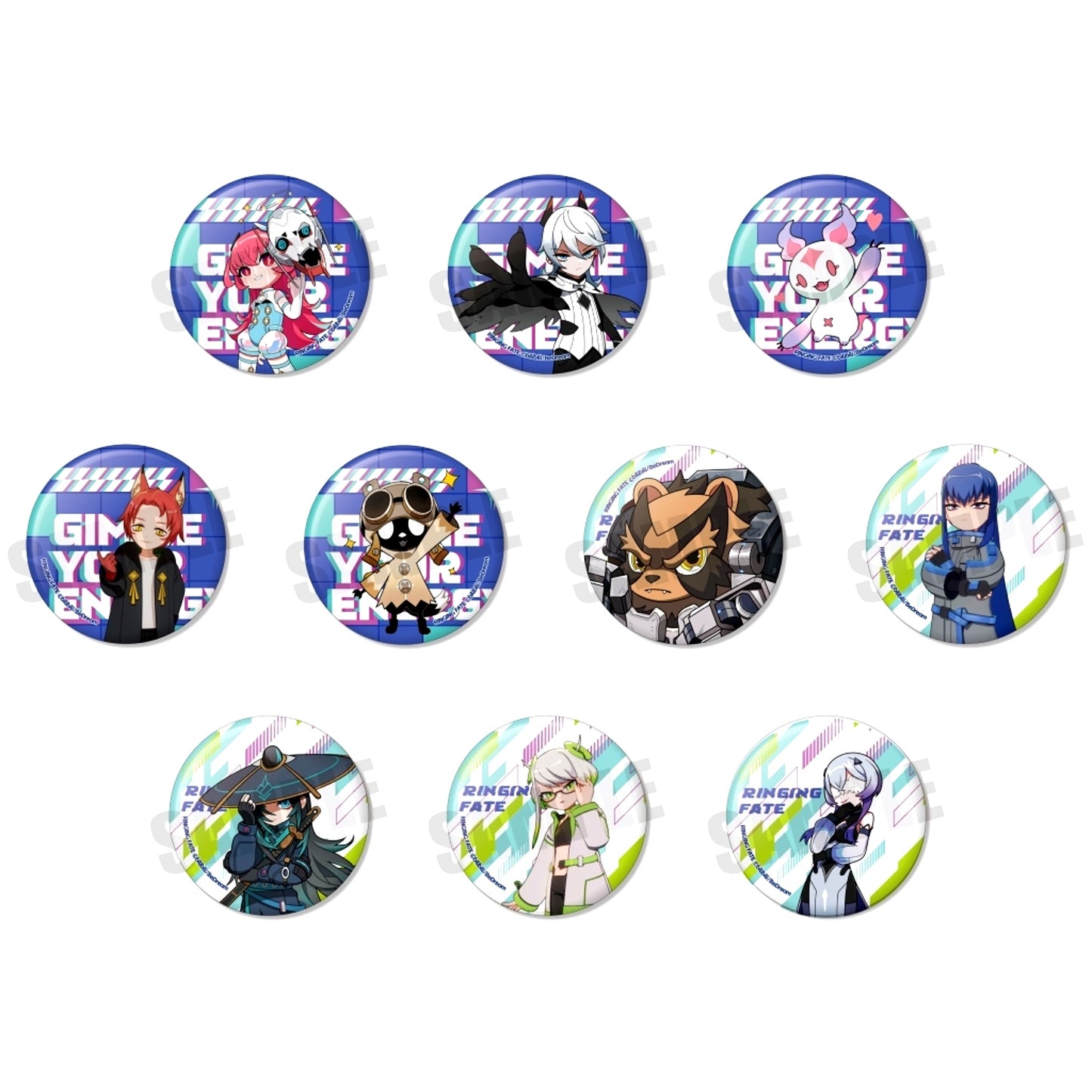 Set of 10 RINGING FATE Button [USED]