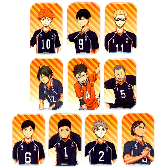 Set of 10 Haikyu!! Square Button Collection C Play to the Fullest in Namjatown Summer Version Karasuno Fes [USED]