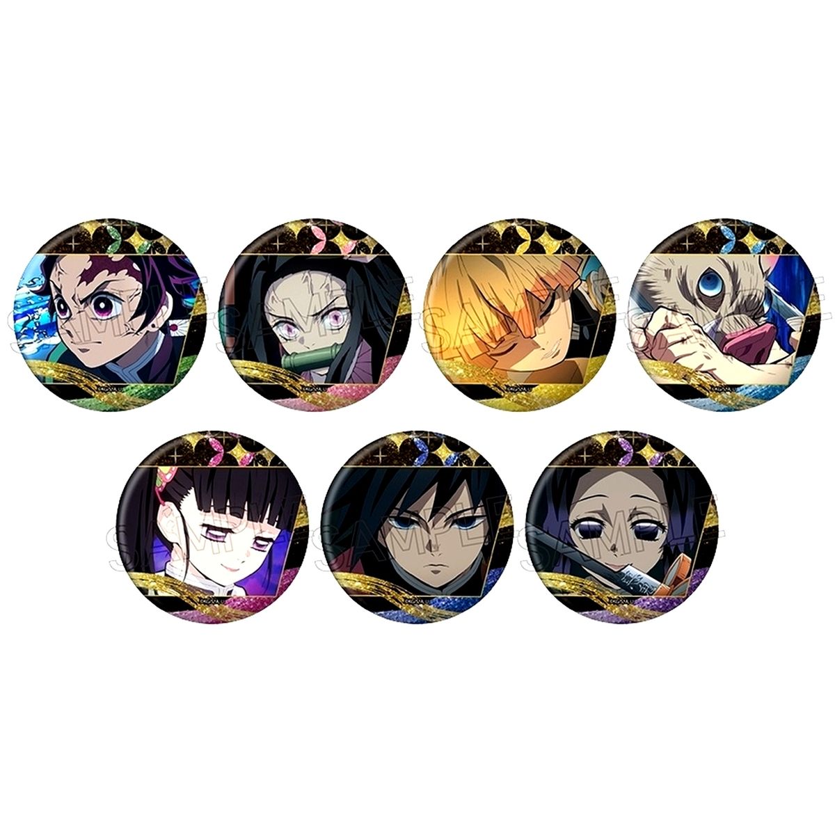 Set of 7 Demon Slayer: Kimetsu no Yaiba Glitter Button Badge Vol.3 A [USED]