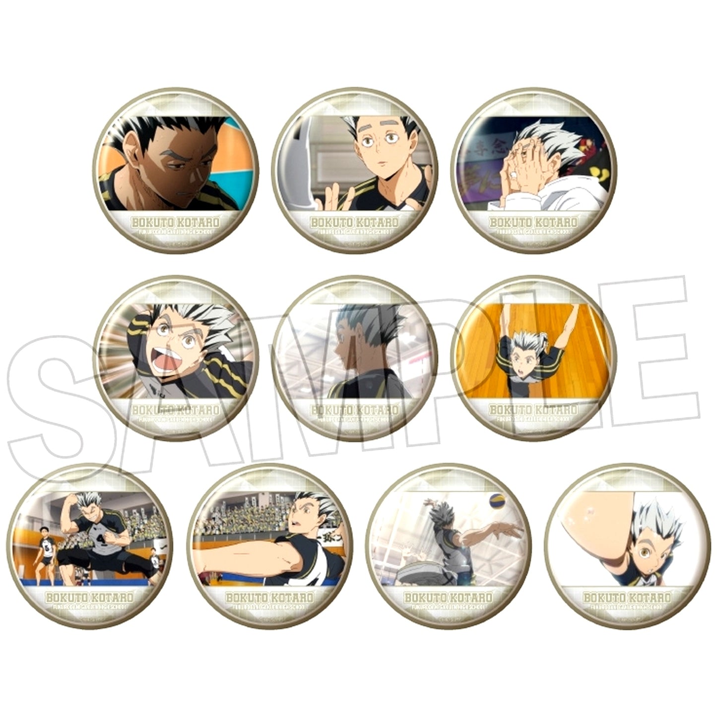Set of 10 Kotaro Bokuto Haikyu!! Trading Button BOX [USED]