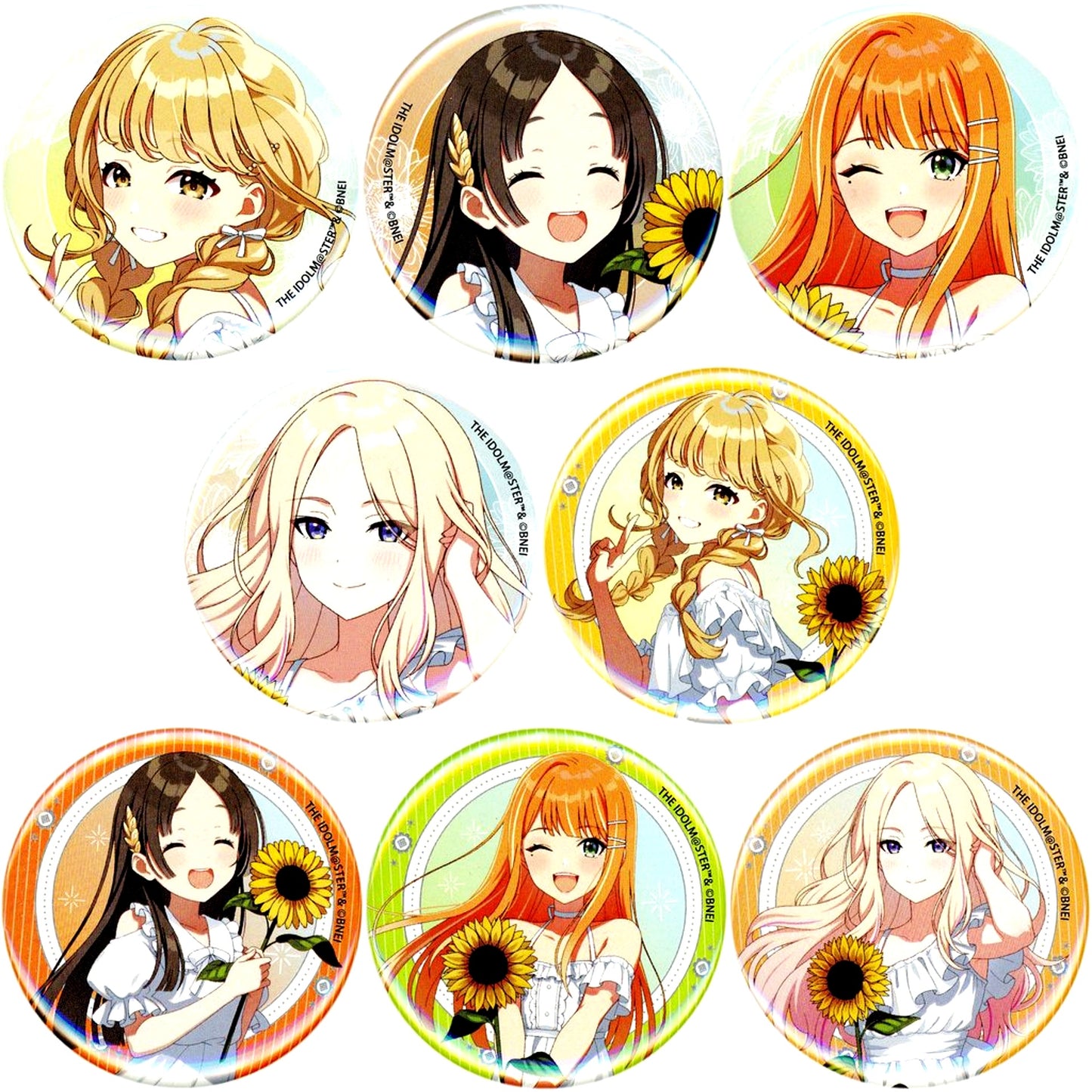 Set of 8 Gakuen Idolmaster Pop Up Shop Button sunflower Ver. [USED]
