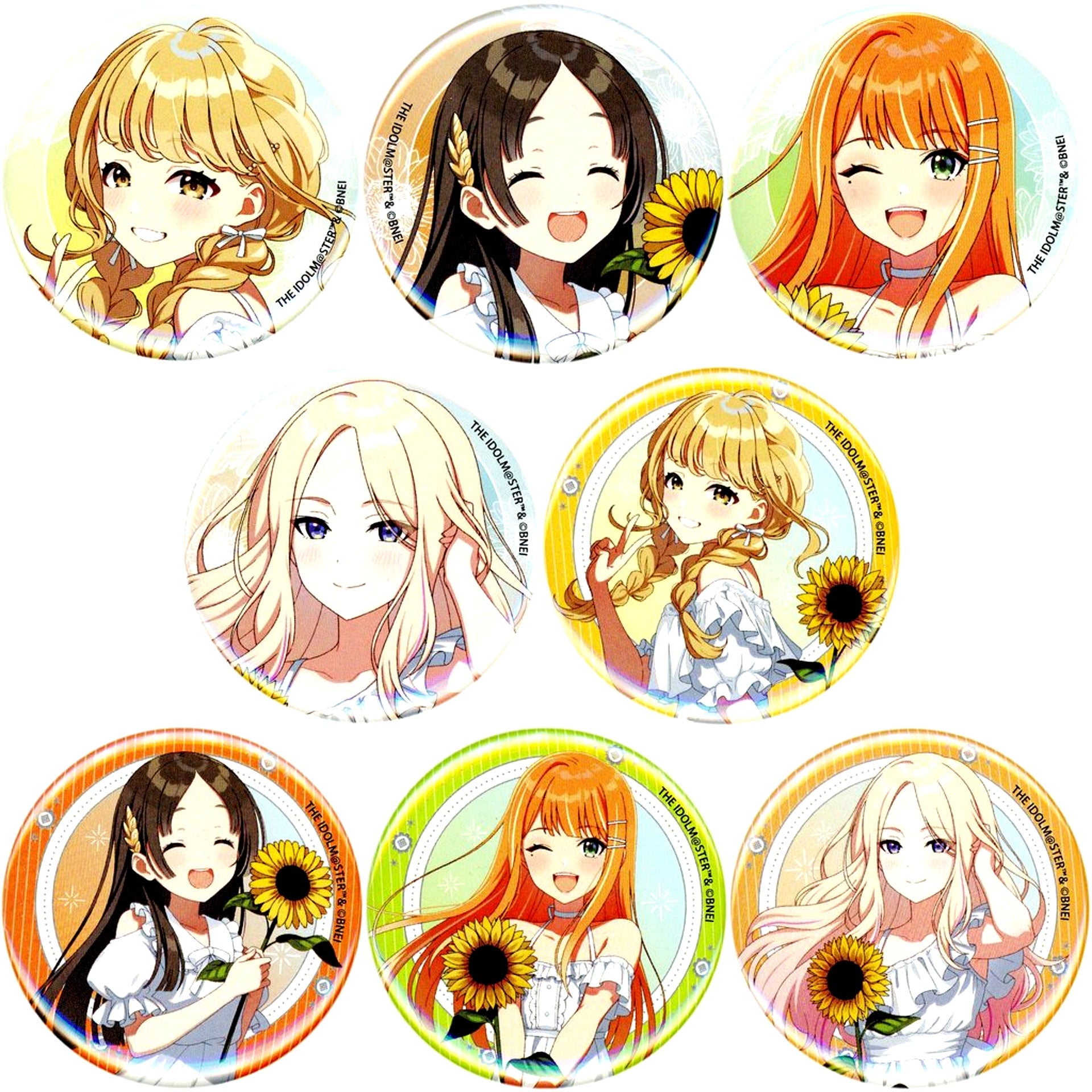 Set of 8 Gakuen Idolmaster Pop Up Shop Button sunflower Ver. [USED]