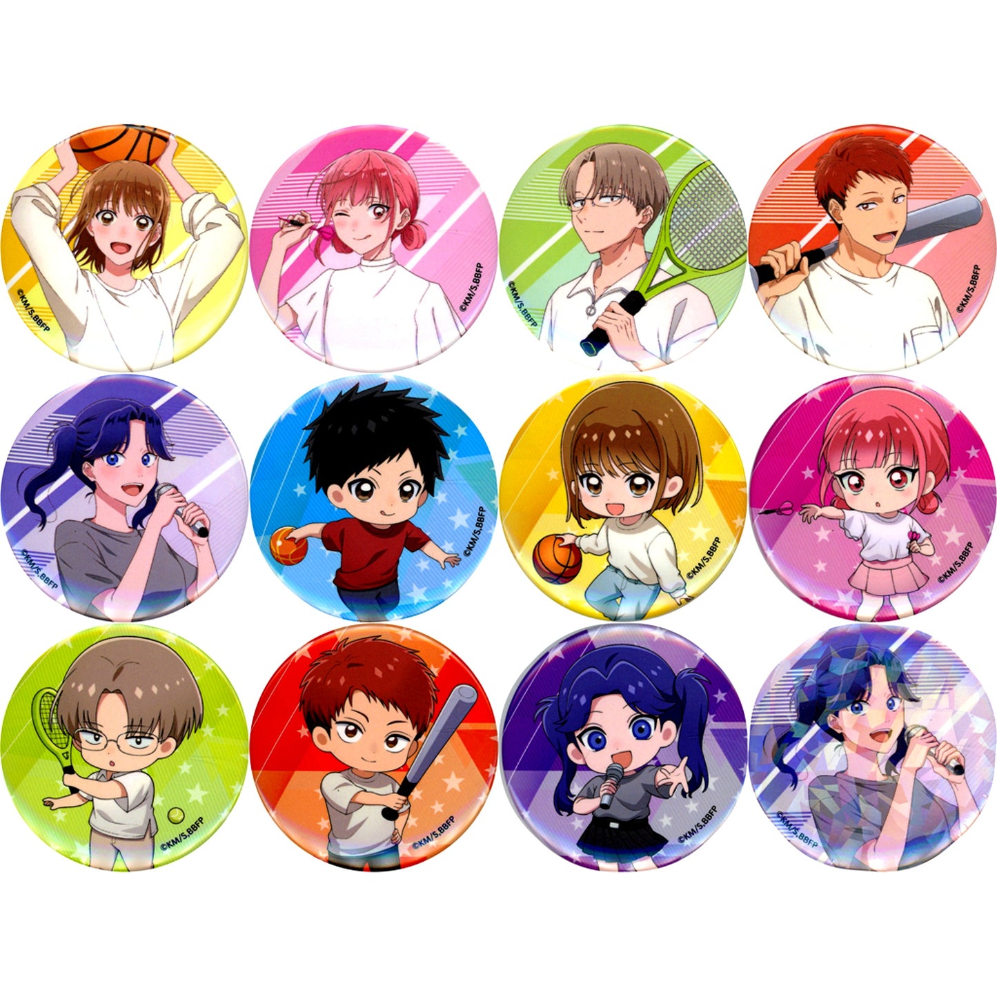 Set of 12 Normal Blue Box x ROUND1 Trading Button with Random Holo ROUND1 Ver. [USED]