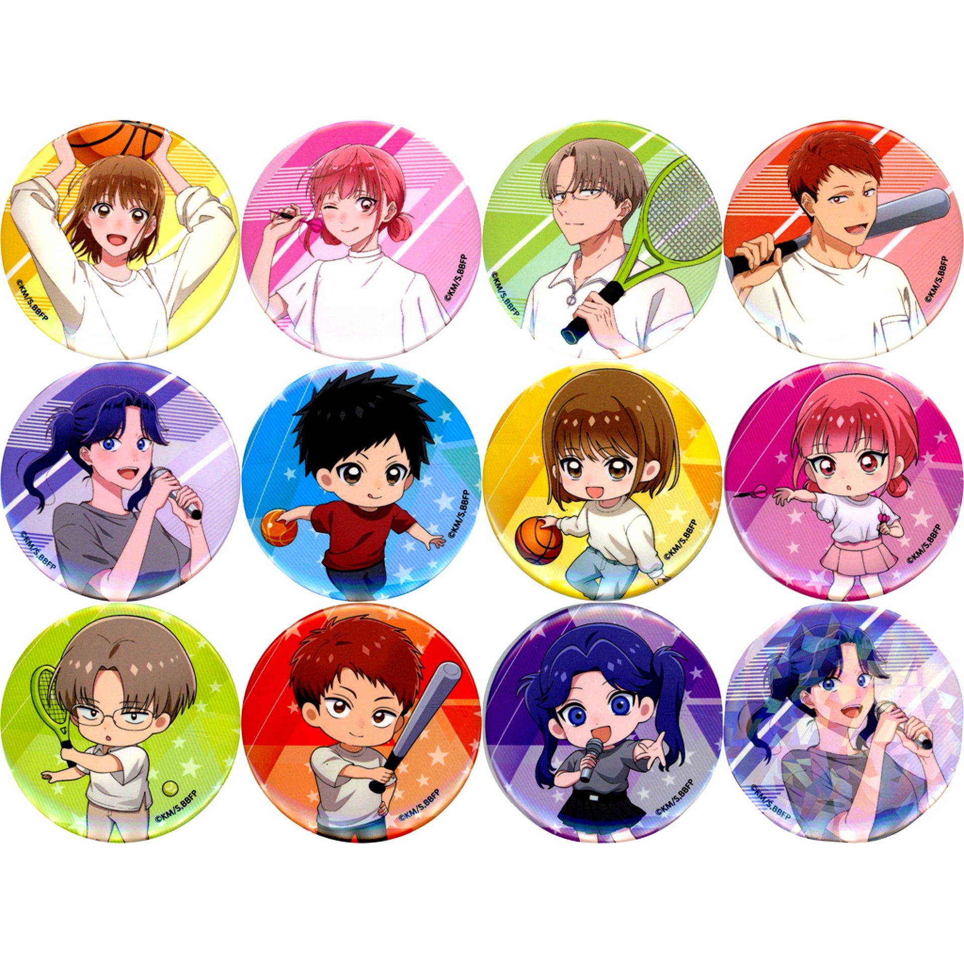 Set of 12 Normal Blue Box x ROUND1 Trading Button with Random Holo ROUND1 Ver. [USED]