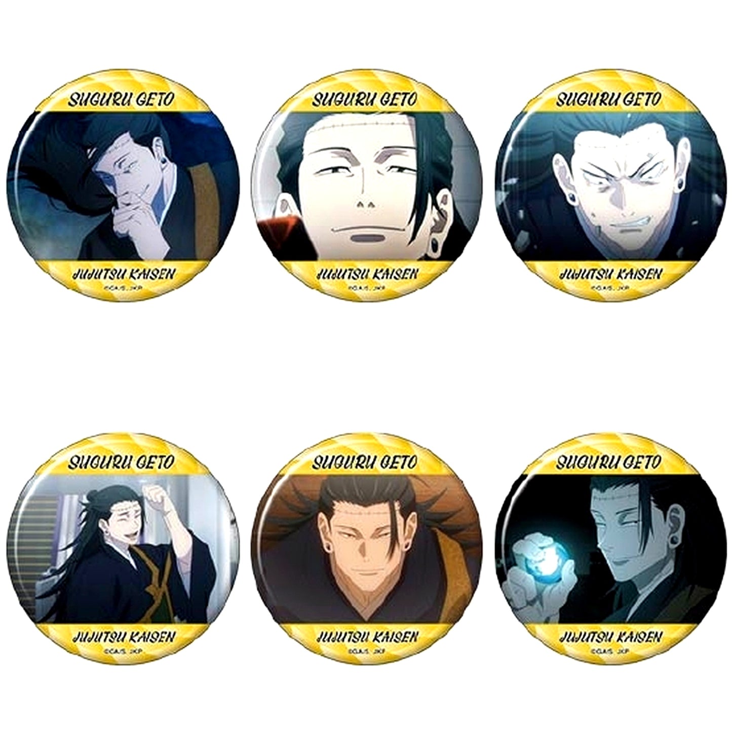 Set of 6 Suguru Geto Jujutsu Kaisen Season 2 Character Button Collection [USED]