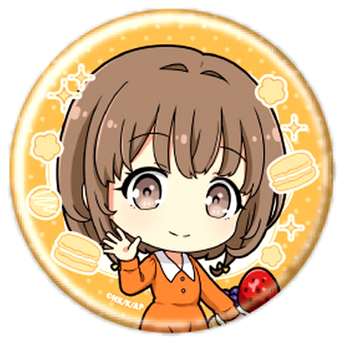 Kaede Azusagawa SD Rascal Does Not Dream of a Knapsack Kid Button 02. Tea Party Ver. New and Redrawn Illustration [USED]