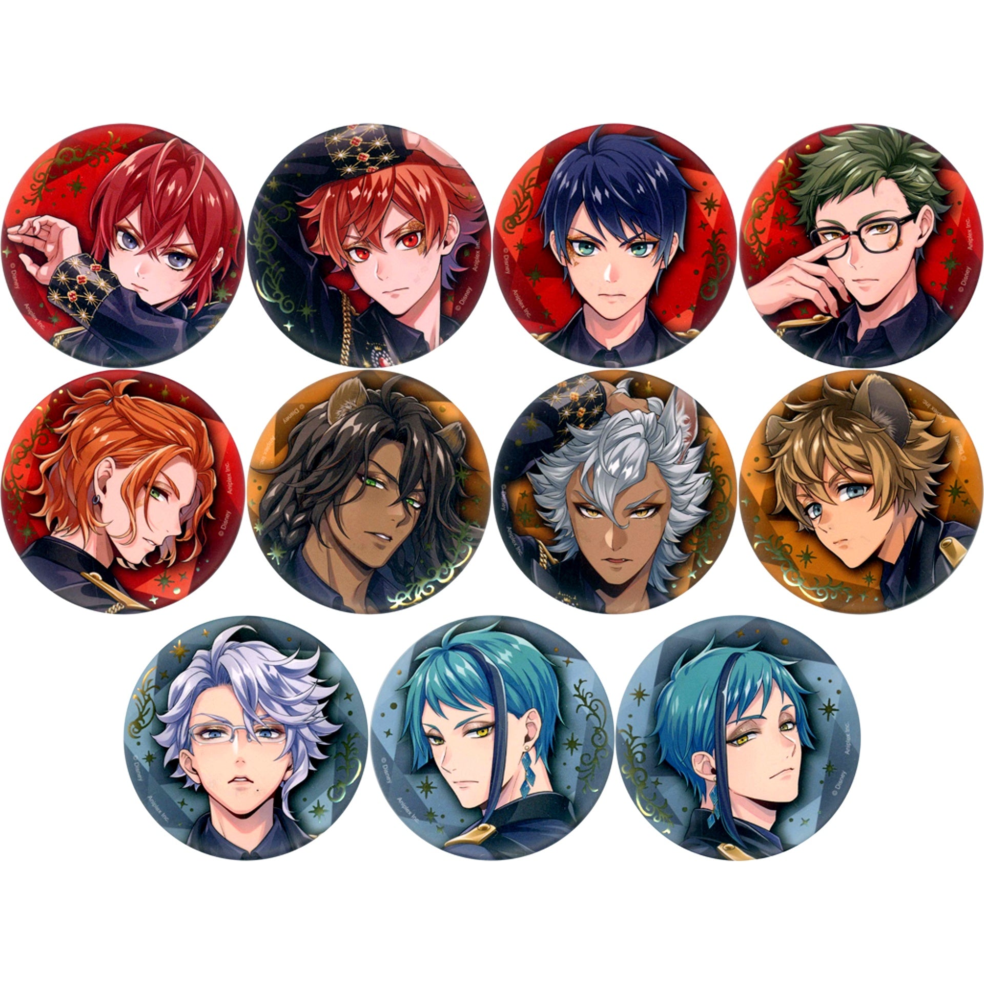 Set of 11 Disney Twisted-Wonderland Button Collection Vol. 1 5th Anniversary POP-UP SHOP Dazzling [USED]