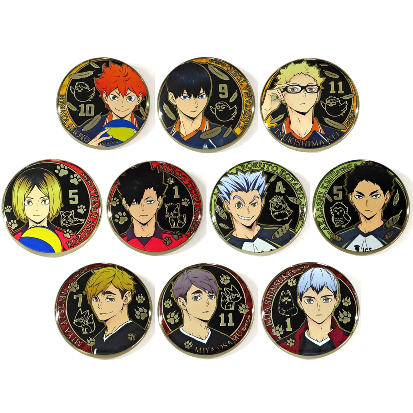 Set of 10 Haikyu!! Gold Button Vol.1 [USED]