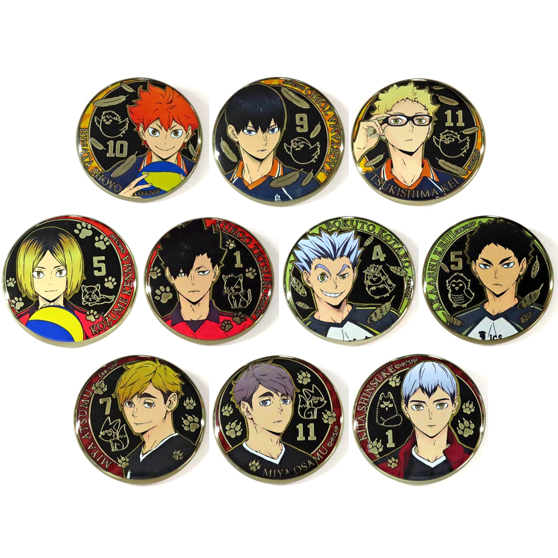 Set of 10 Haikyu!! Gold Button Vol.1 [USED]