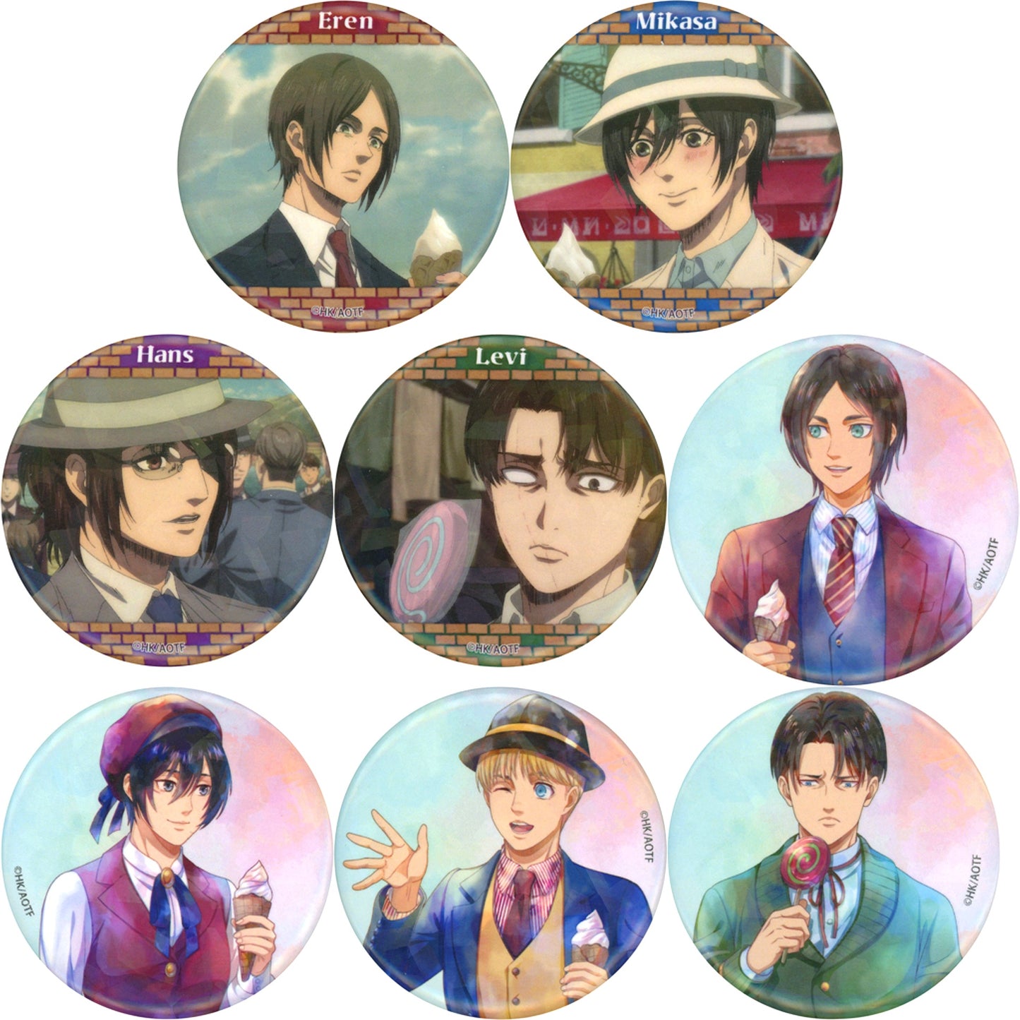 Set of 8 Attack on Titan The Final Season Hologram Badge Break Time Ver. Chayamachi Oshi Festival 2025 Goods [USED]