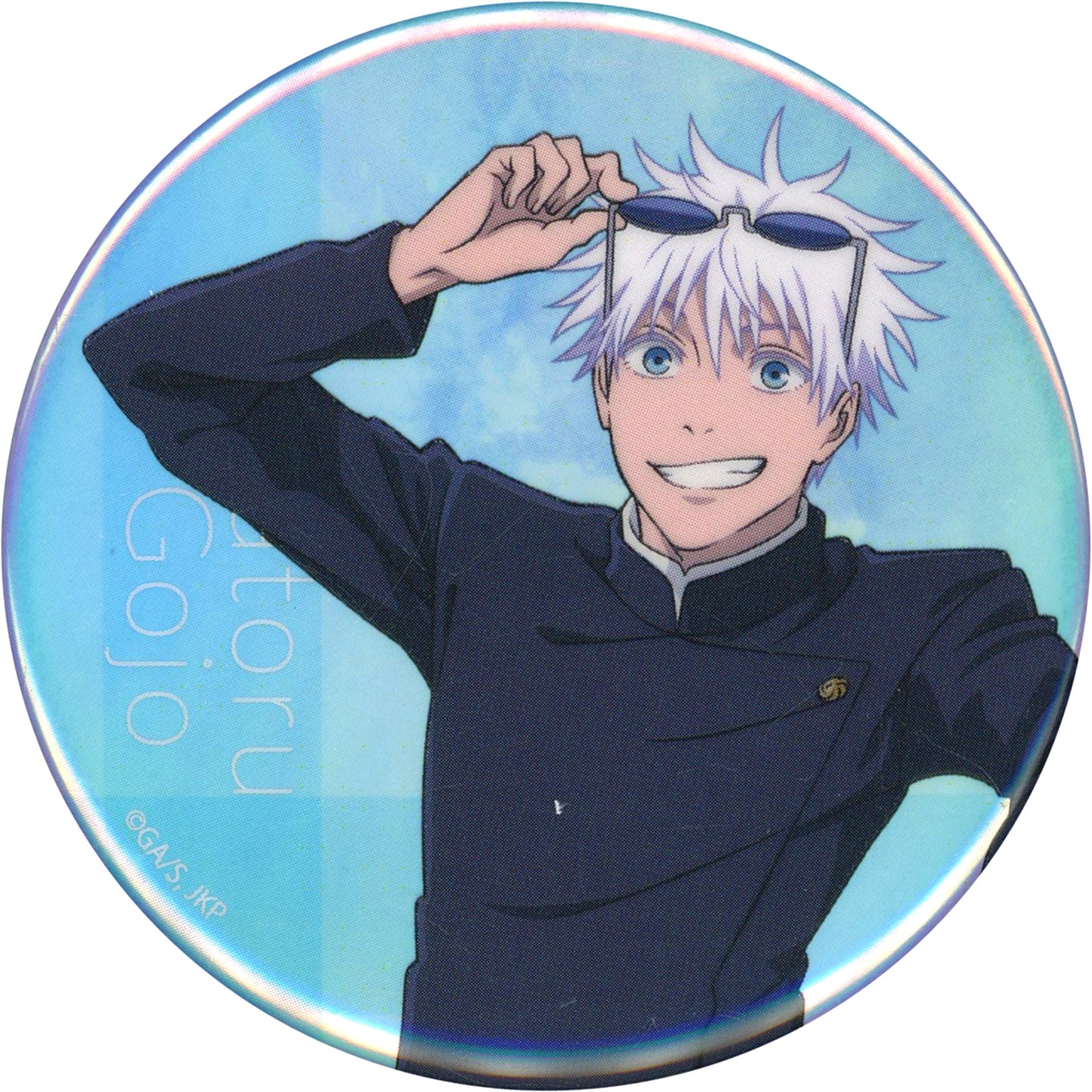Satoru Gojo Jujutsu Kaisen Kaigyoku Gyokusetsu Trading Aurora Button Class Photo [USED]