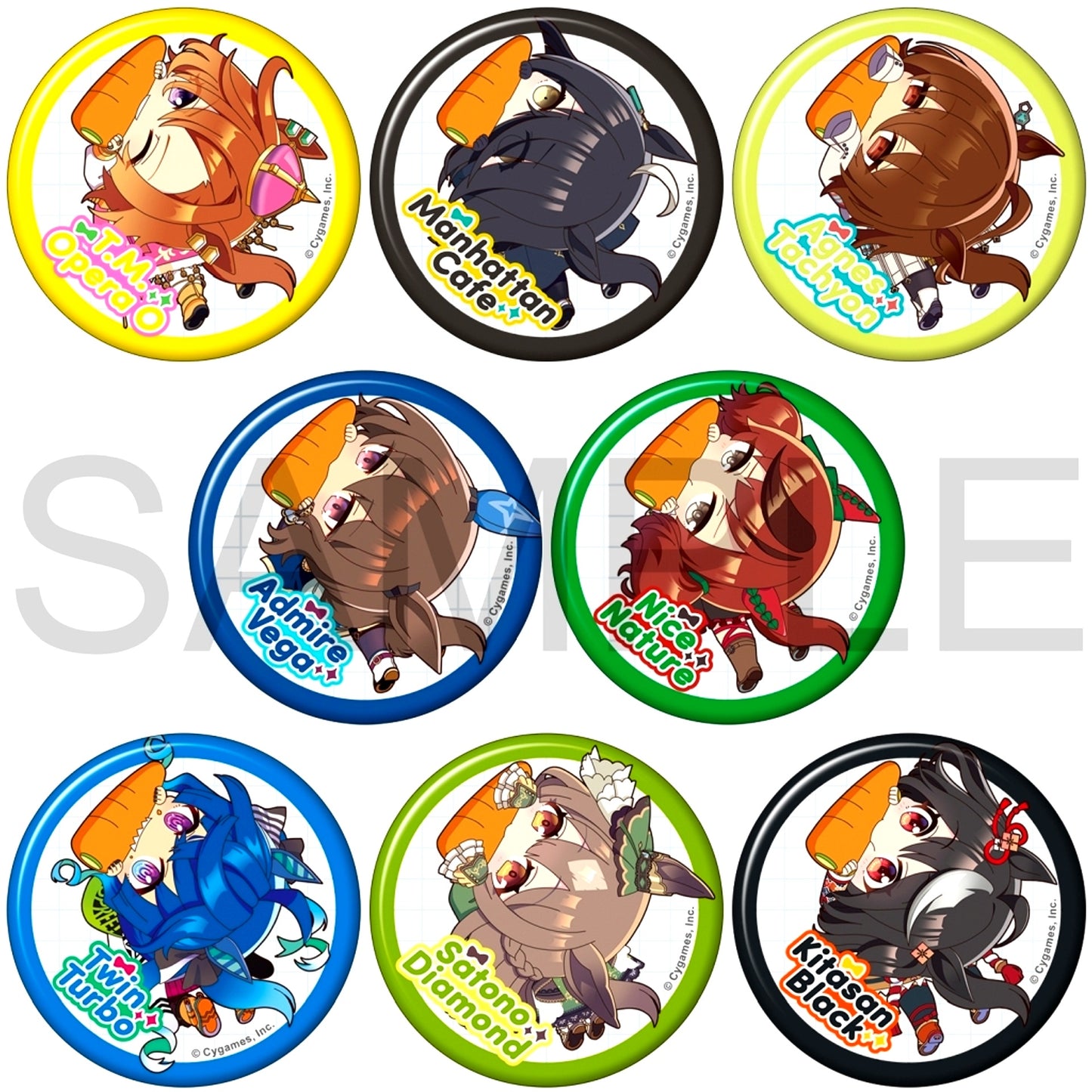 Set of 8 Uma Musume Pretty Derby Kapurikko Vol.2 Character Button Collection [USED]