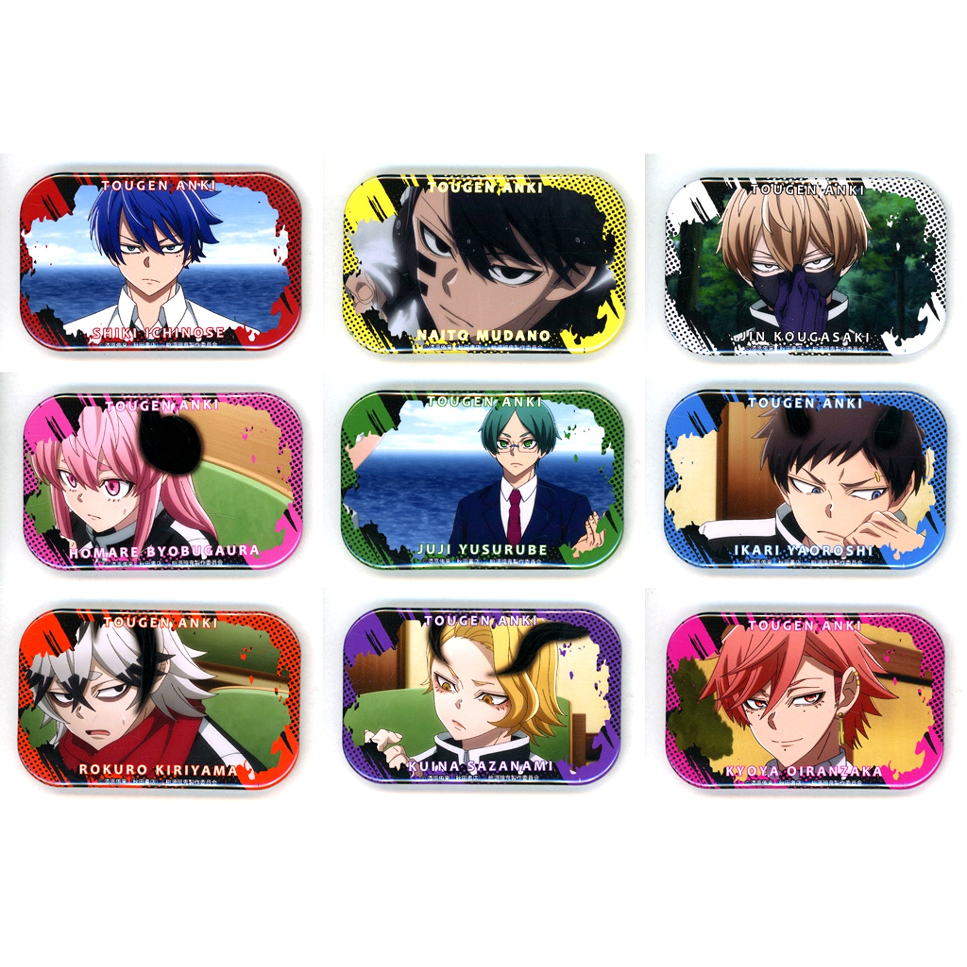 Set of 9 Tougen Anki Trading Scene Shot Button [USED]