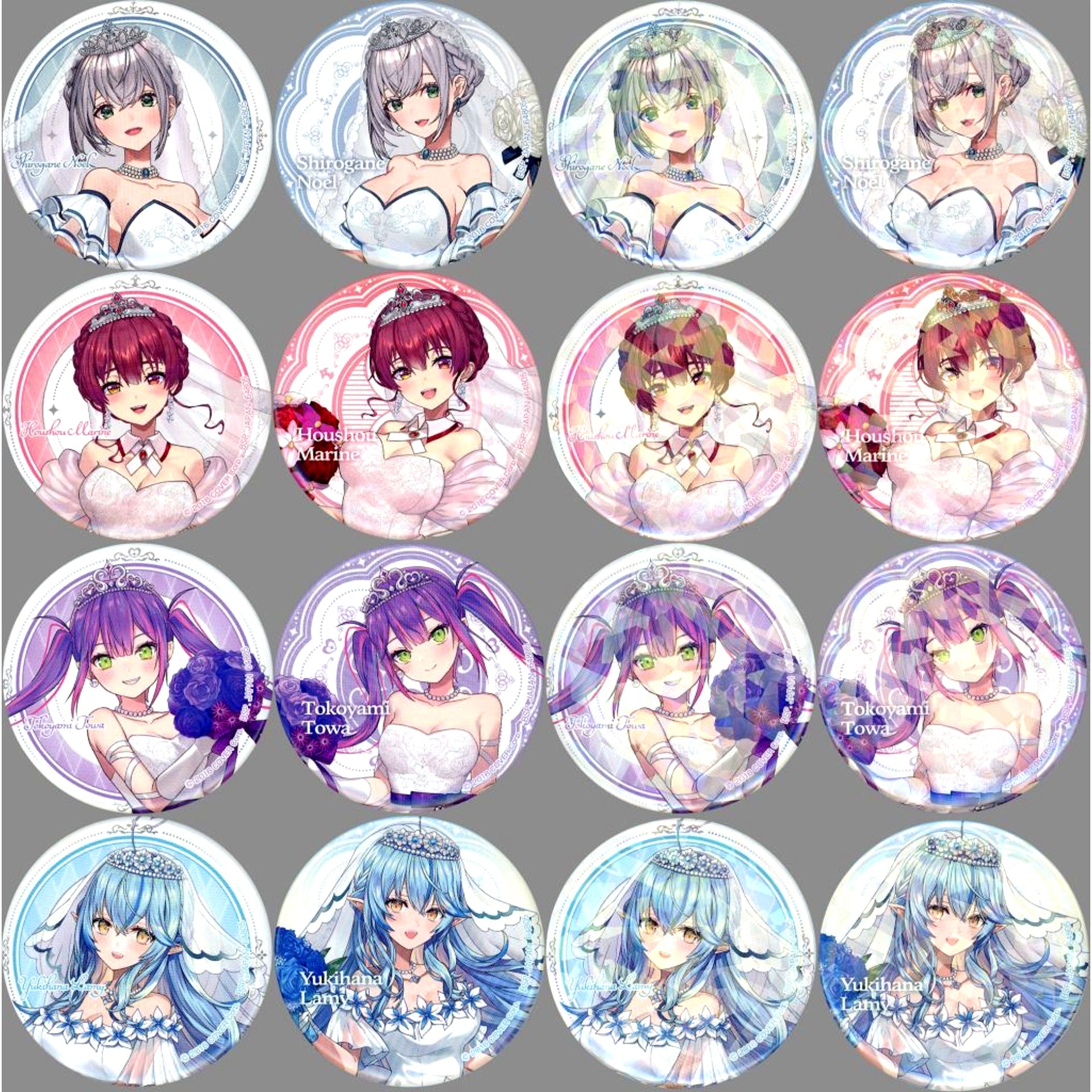 Set of 8 Badge Set Ichiban Kuji Hololive Wedding Dress Style Badge Prize [USED]