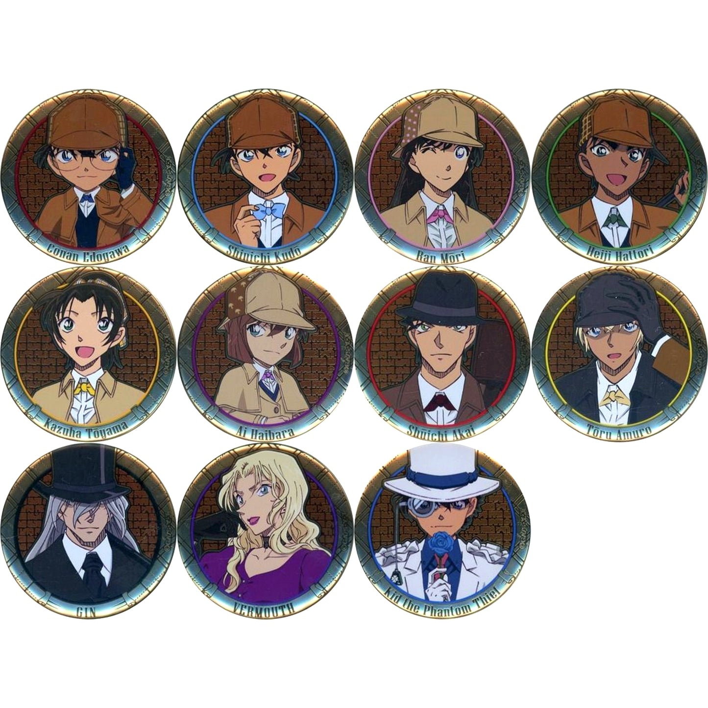Set of 11 Detective Conan Trading Holmes Metal Button Detective Conan Plaza Ltd [USED]