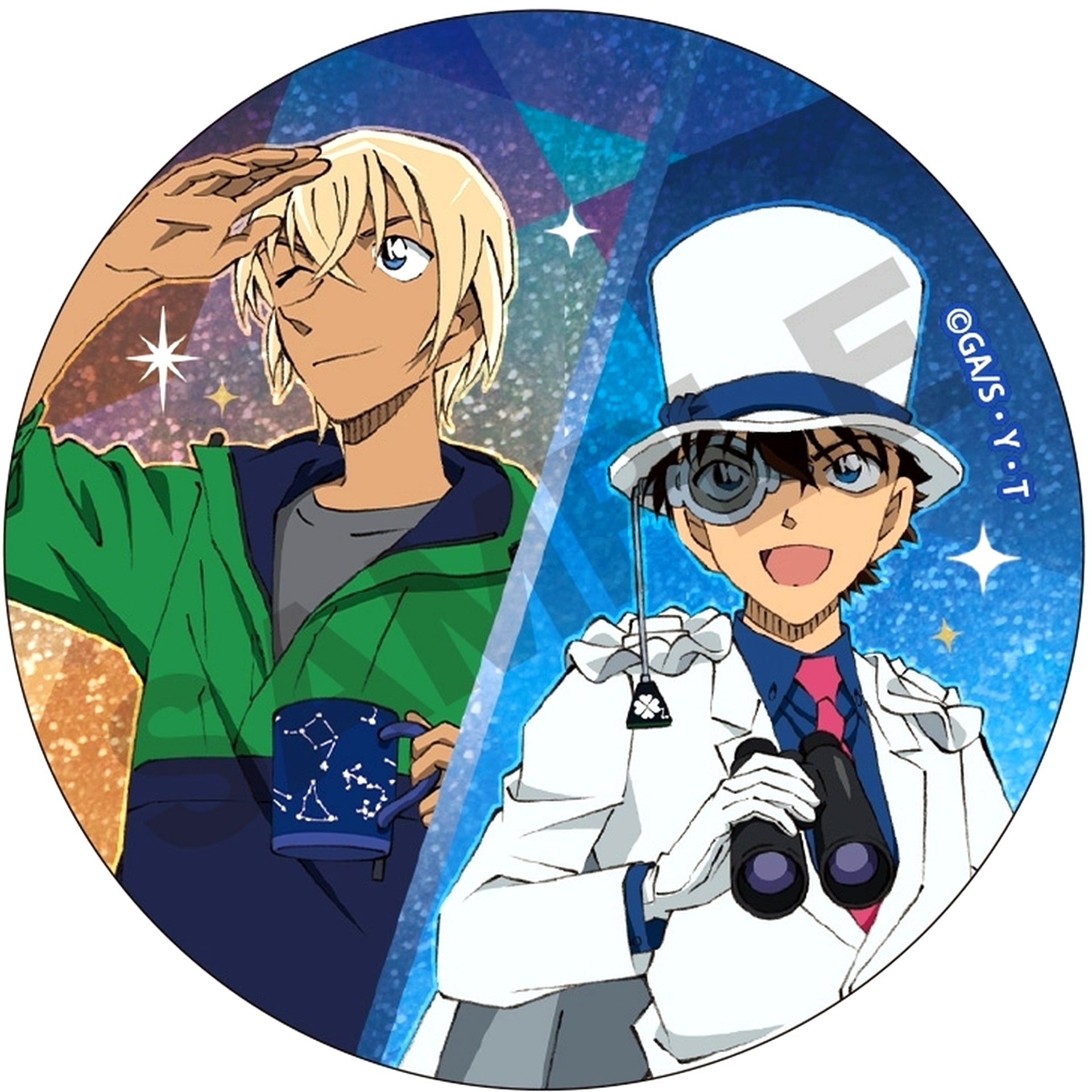 Toru Amuro and Kaito Kid Hologram Detective Conan Trading Kira Holo Star MIX Button Astronomical Observation [USED]