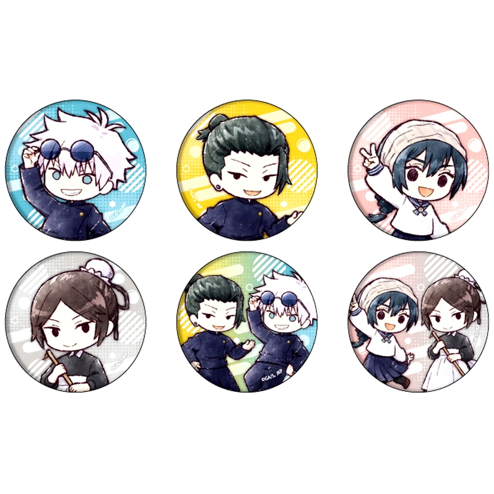 Normal Set of 6 Jujutsu Kaisen Kaigyoku Gyokusetsu Trading Button with Rare 03 GraffArt Illustration [USED]