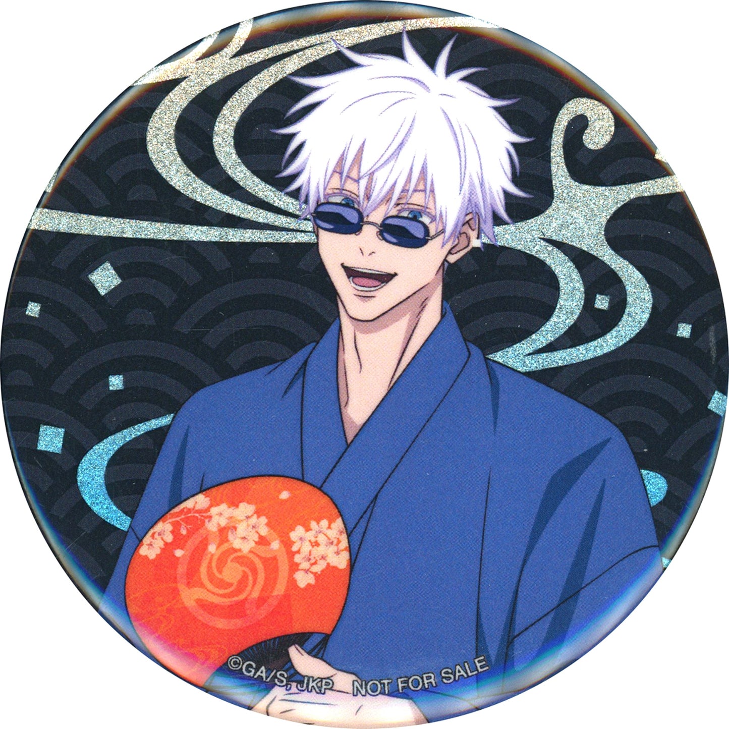 Satoru Gojo Illustration Yukata Ver. Jujutsu Kaisen x Asakusa Hanayashiki Vol. 2 Trading Glitter 75mm Button Venue Limited BOX Purchase Bonus [USED]