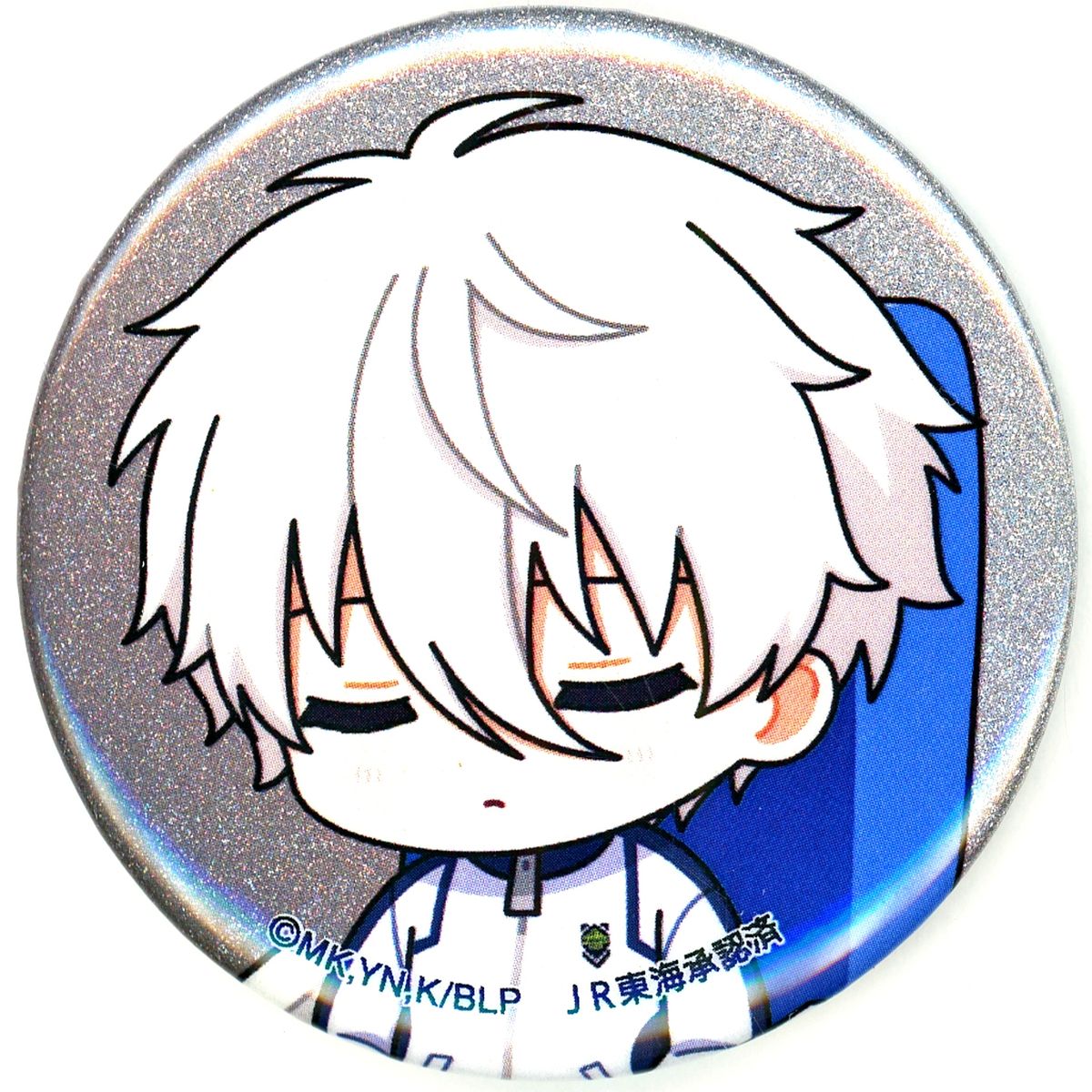 Seishiro Nagi Blue Lock Chibi Glitter Button Dozing on Shinkansen ver. JR Central x TV Anime BLUE LOCK Enjoy Osaka to the Fullest with Egoism! [USED]