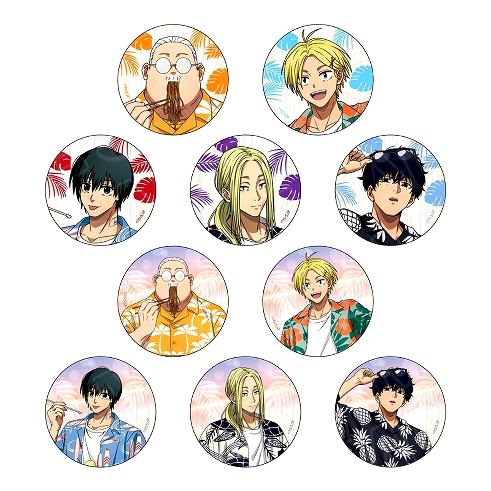 Set of 10 Sakamoto Days x THE Chara CAFE Button Summer Cafe Ver. [USED]
