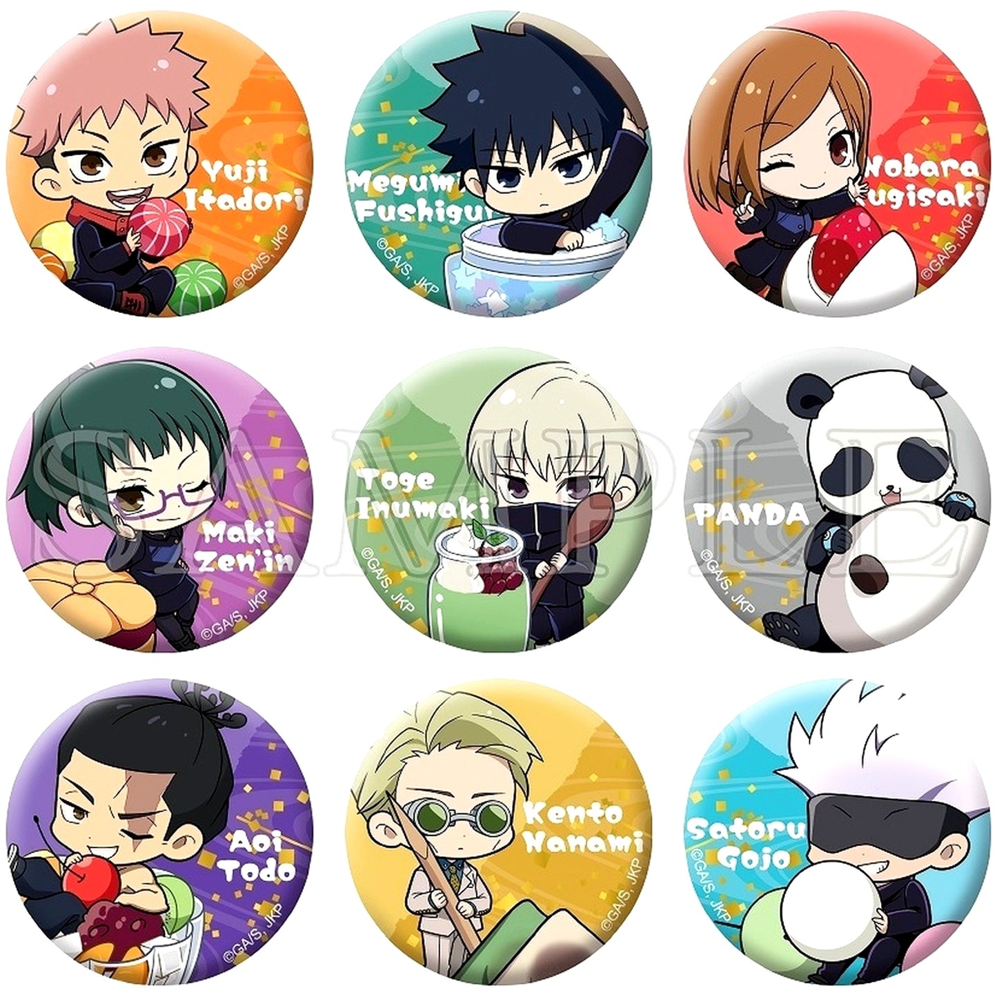 Set of 9 Jujutsu Kaisen Mini Button Collection Japanese Sweets Ver. [USED]