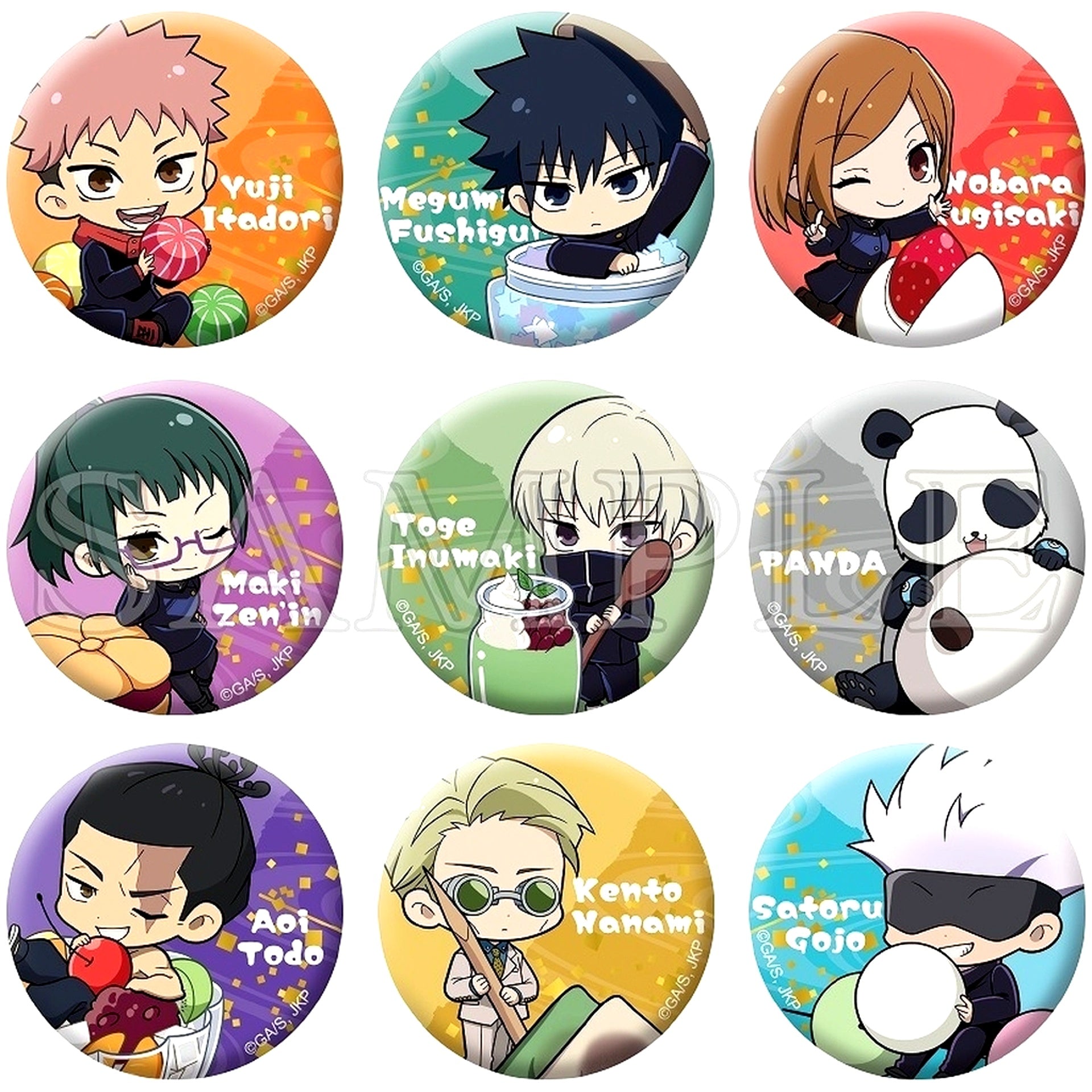 Set of 9 Jujutsu Kaisen Mini Button Collection Japanese Sweets Ver. [USED]